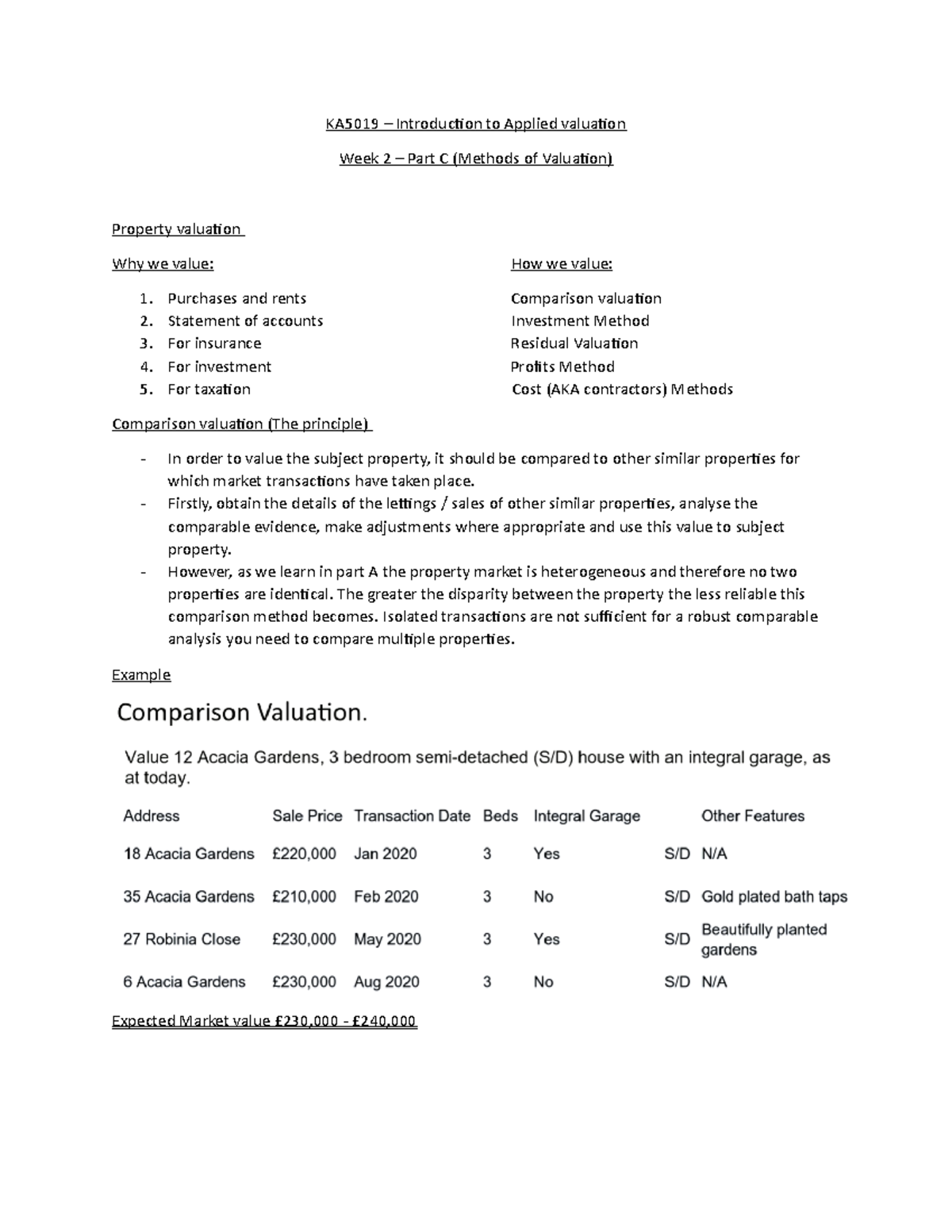 (Part C) Introduction to valuation methods - KA5019 – Introduction to ...
