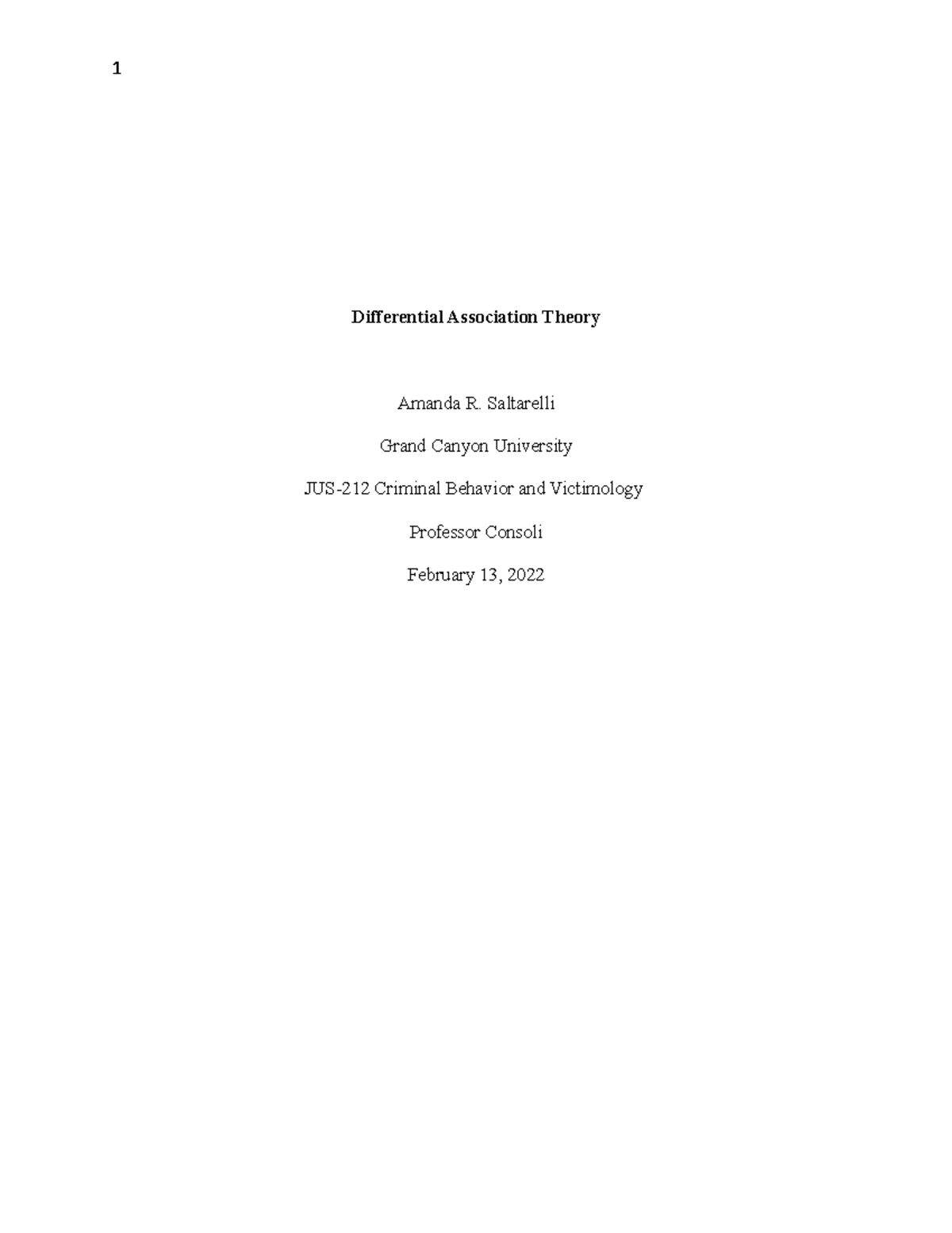 Differential Association Theory Differential Association Theory