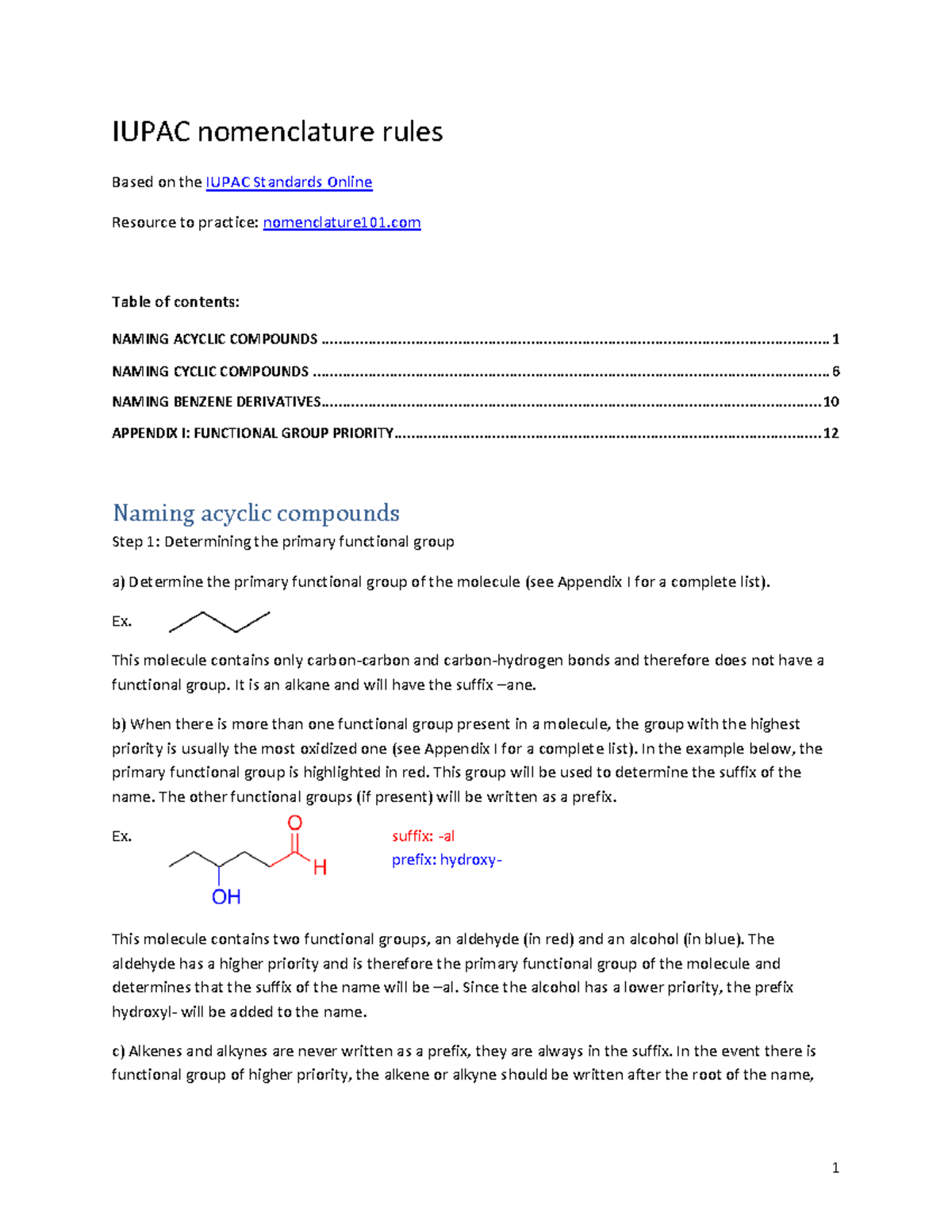 Iupac nomenclature rules - IUPAC nomenclature rules Based on the IUPAC ...