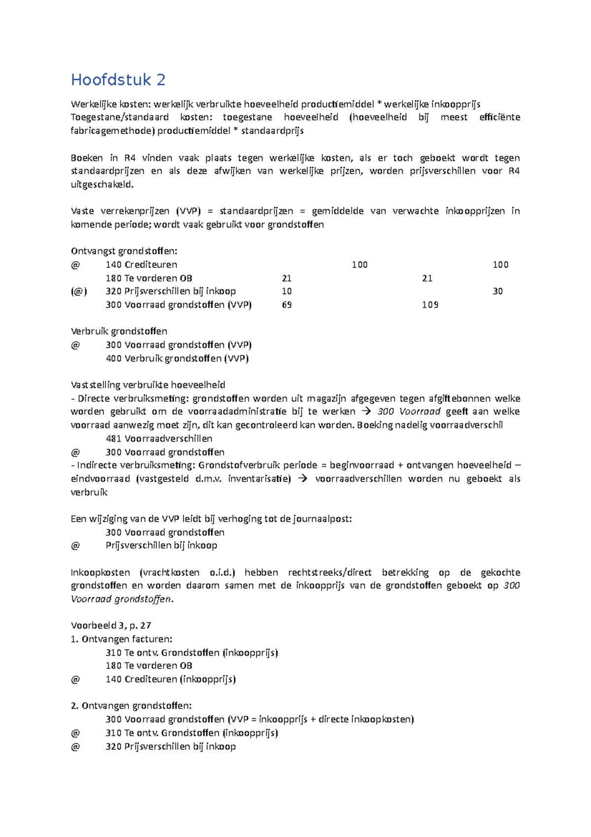 Samenvatting - Boekhouden Geboekstaafd 2 - Hoofdstuk 2 Werkelijke ...