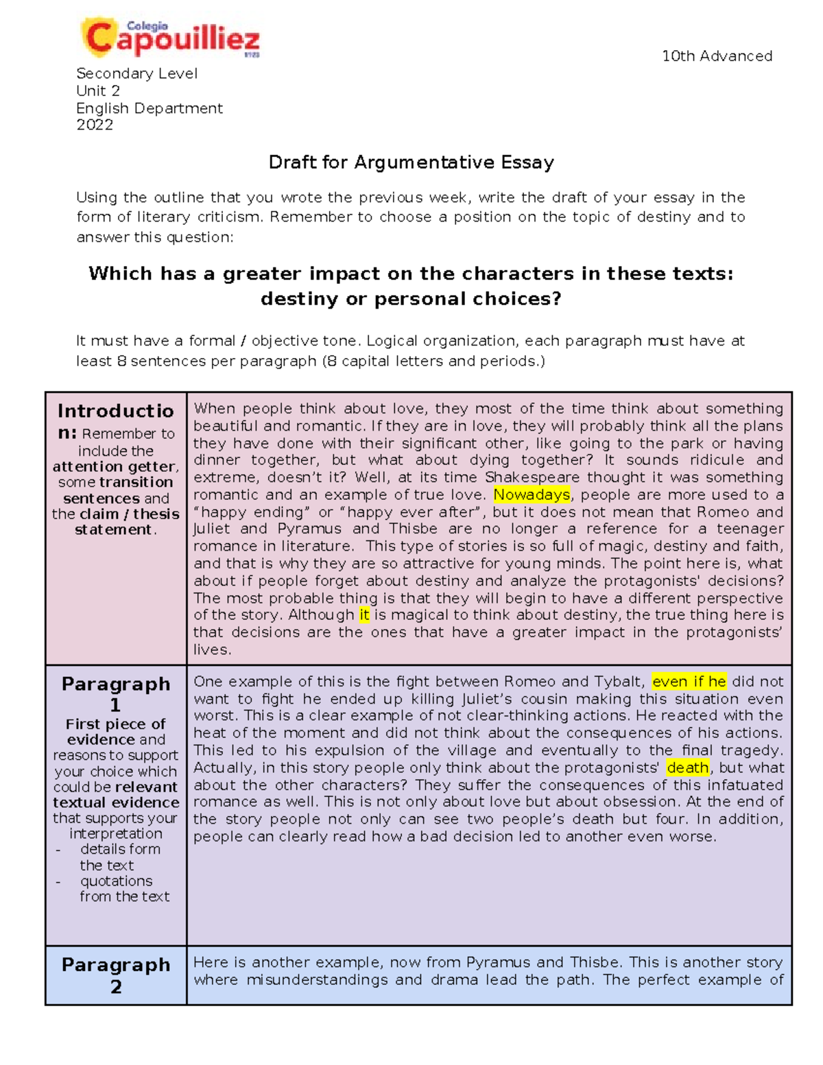 Draft for Argumentative Essay (Reparado) - 10th Advanced Secondary ...