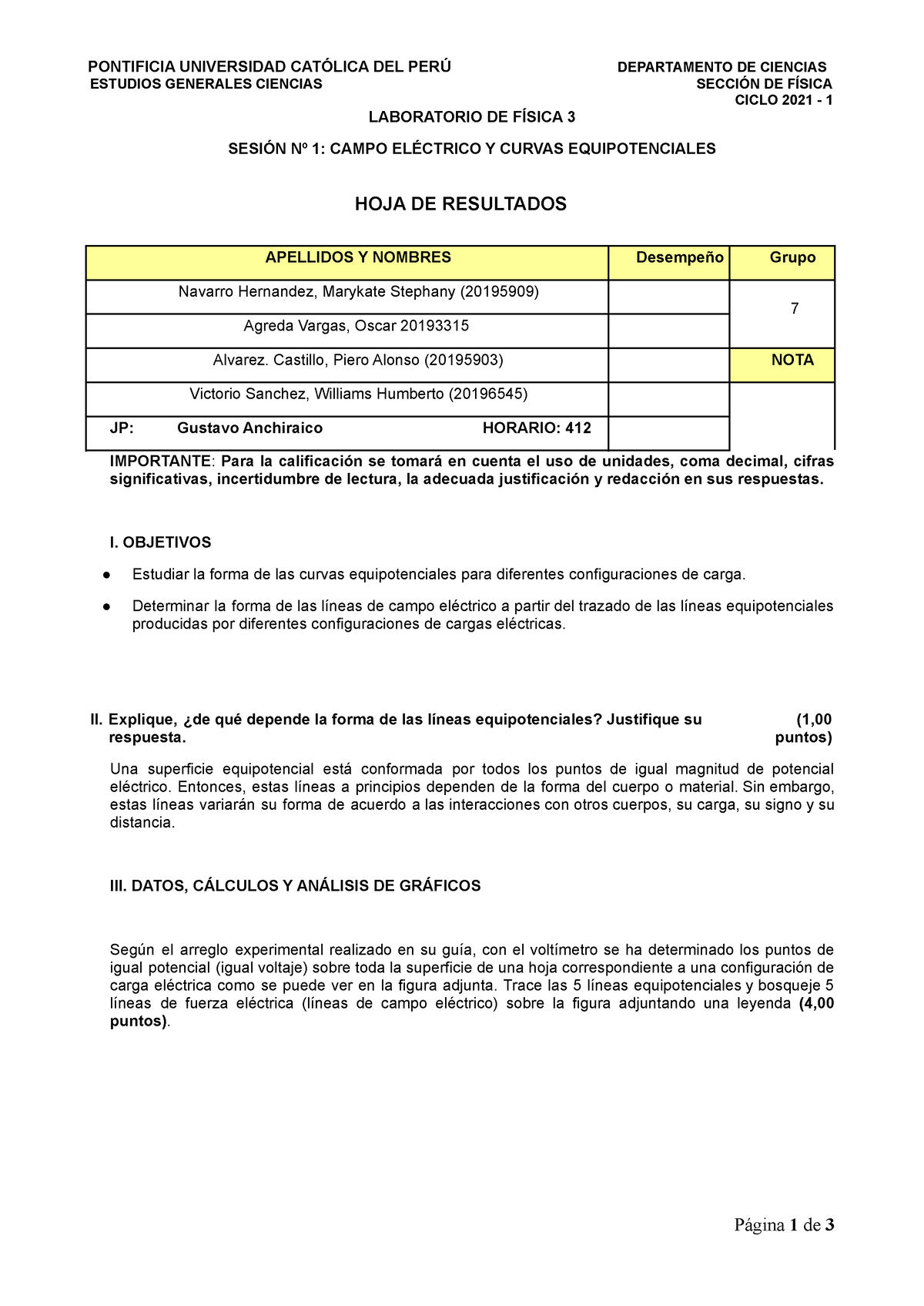 Lab1 - INFORME DE LAB1 - PONTIFICIA UNIVERSIDAD CATÓLICA DEL PERÚ ...