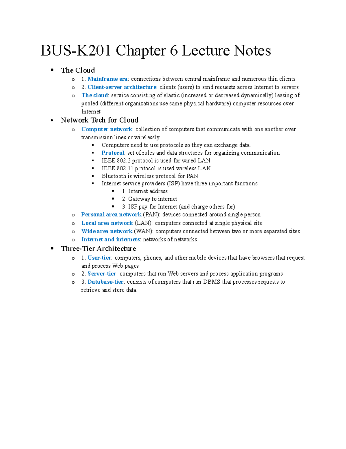 Bus K201 Chapter 6 Lecture Notes Bus K201 Chapter 6 Lecture Notes The Cloud O 1 Mainframe Era Bus K201 Chapter 6 Lecture Notes Bus K201 Chapter 6 Lecture Notes The Cloud O 1 Mainframe Era