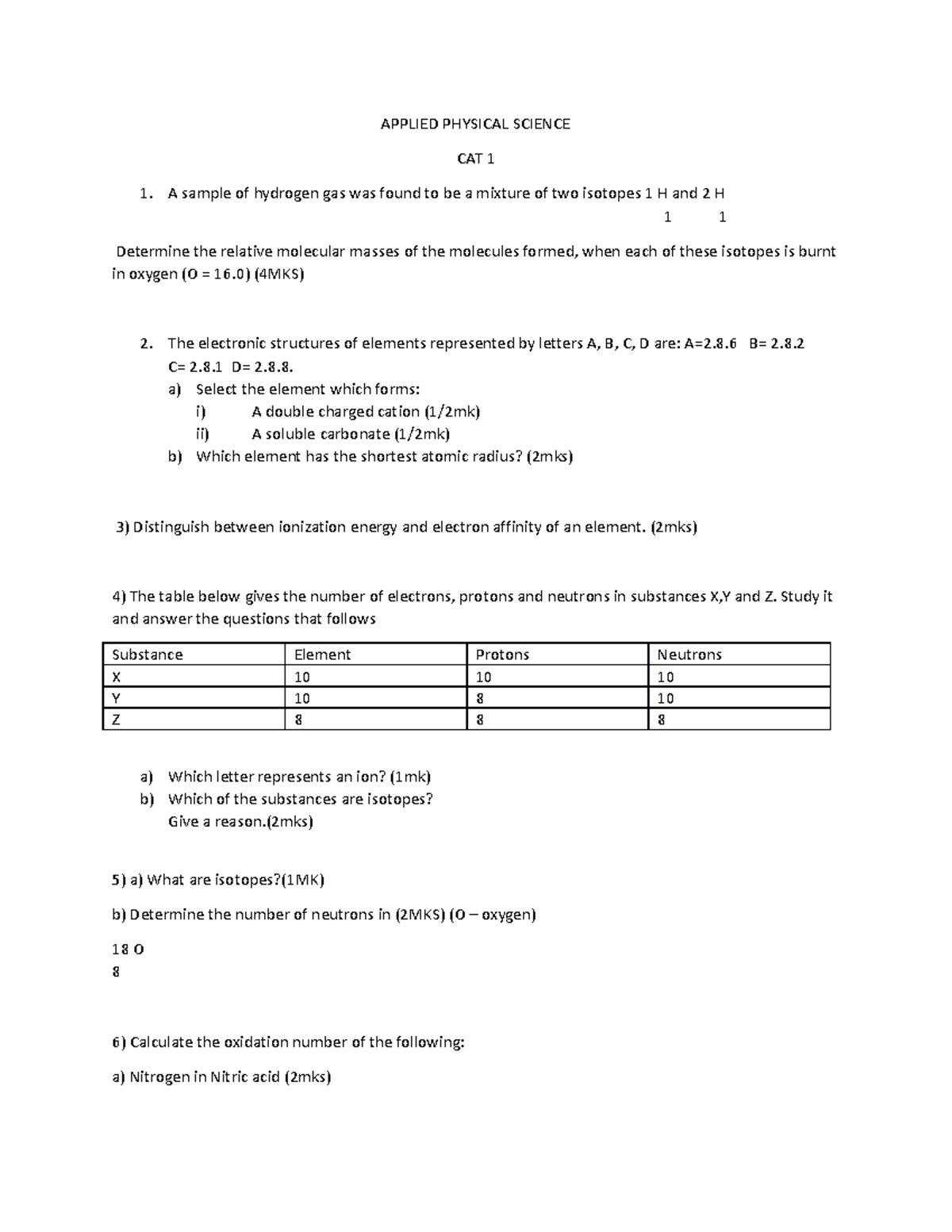 Applied Physical Science - APPLIED PHYSICAL SCIENCE CAT 1 A sample of ...