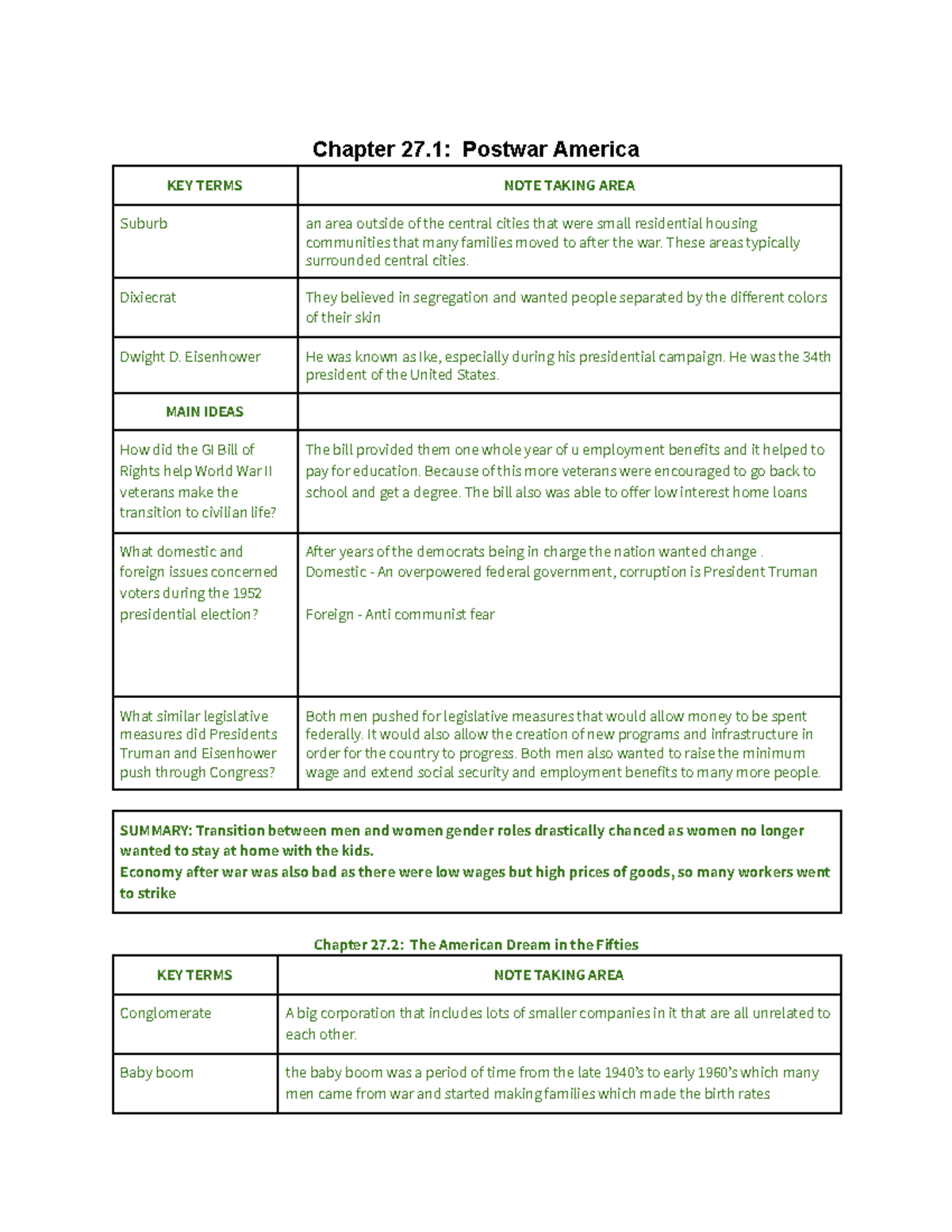 Copy of Ch. 27 The Post War Boom - Chapter 27: Postwar America KEY ...