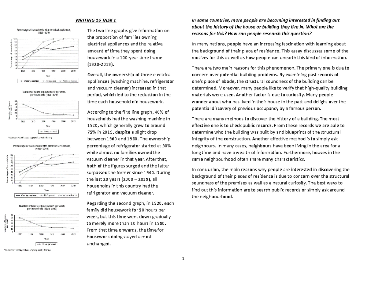 Writing - WRITING 16 TASK 1 The two line graphs give information on the ...