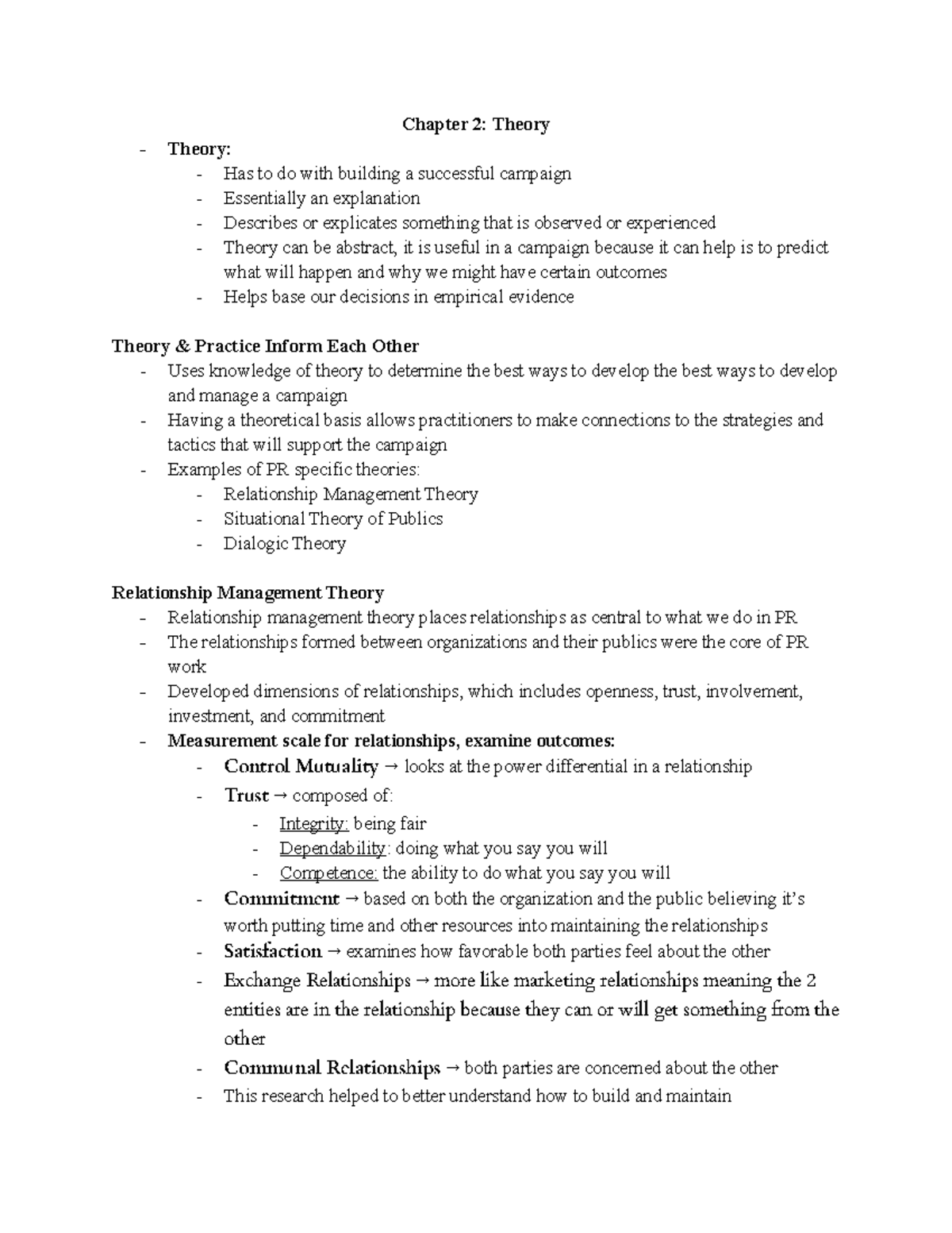 Chapter 2 Theory - Lecture Notes - Chapter 2: Theory Theory: Has To Do ...