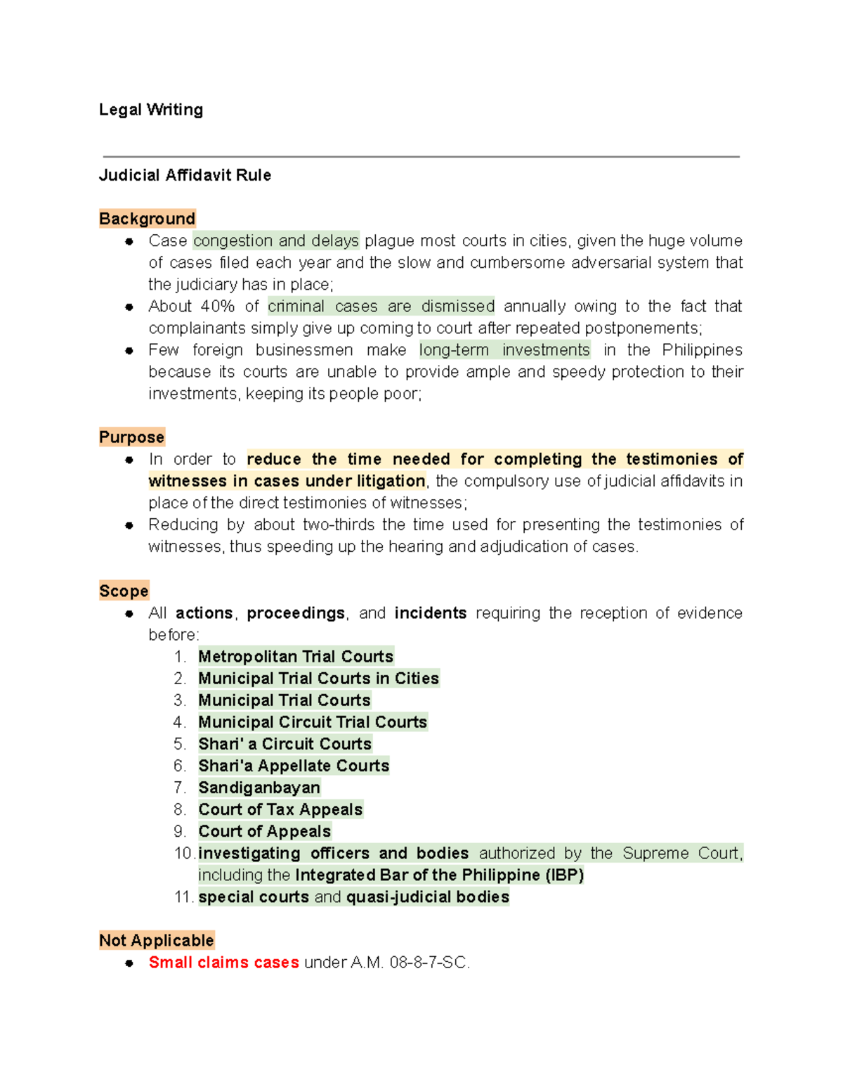Legal Writing Judicial Affidavit Rule - Legal Writing Judicial ...