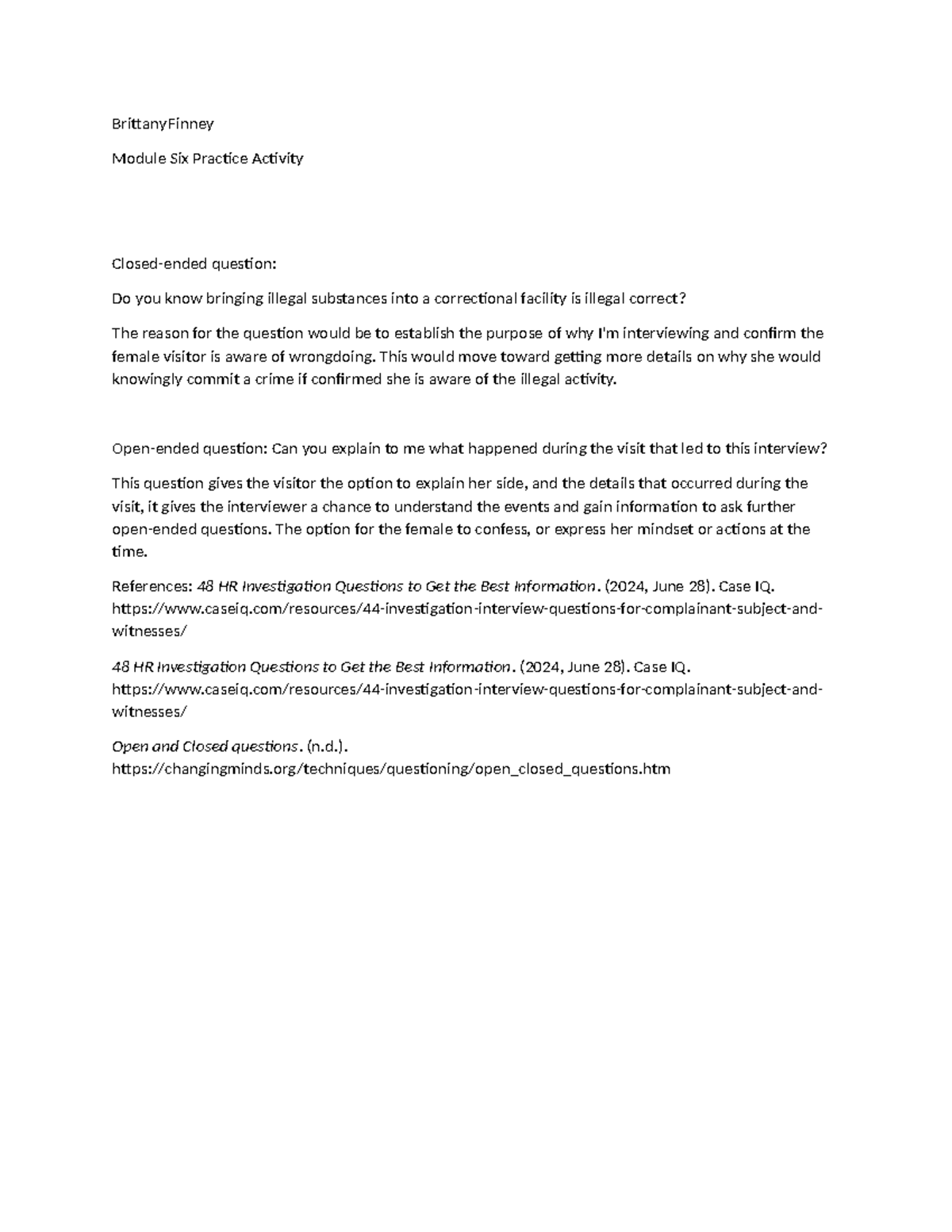Module Six Practice Activity Guidelines and Rubric - BrittanyFinney ...