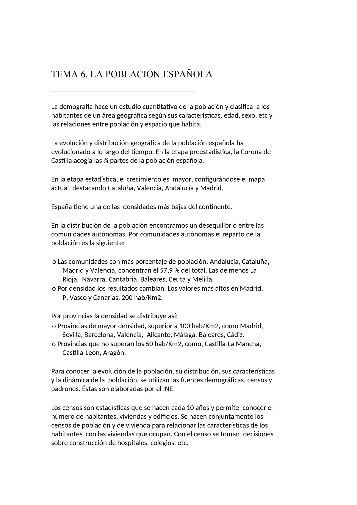 TEMA 6 Geografia - Tema 6: La Poblacion - TEMA 6. LA POBLACIÓN ESPAÑOLA ...