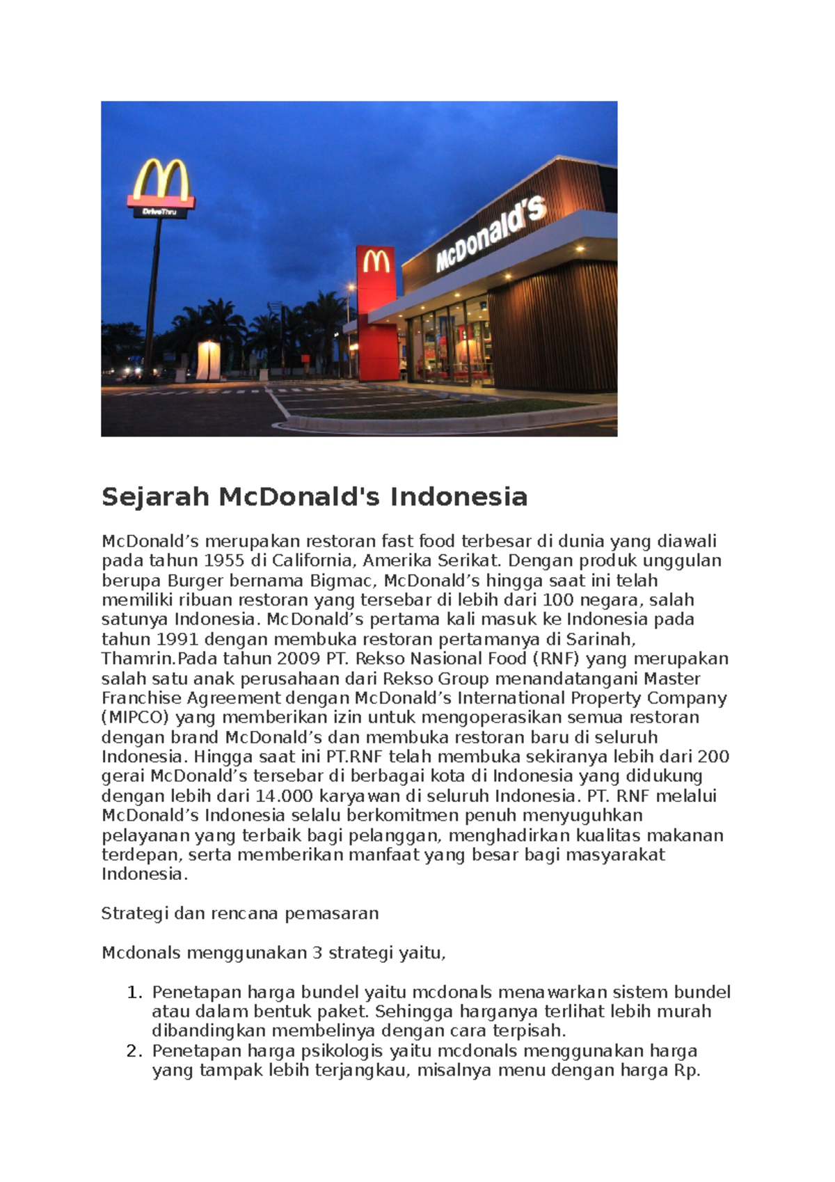 Sejarah Mc Donald - Sejarah McDonald's Indonesia McDonald’s Merupakan ...