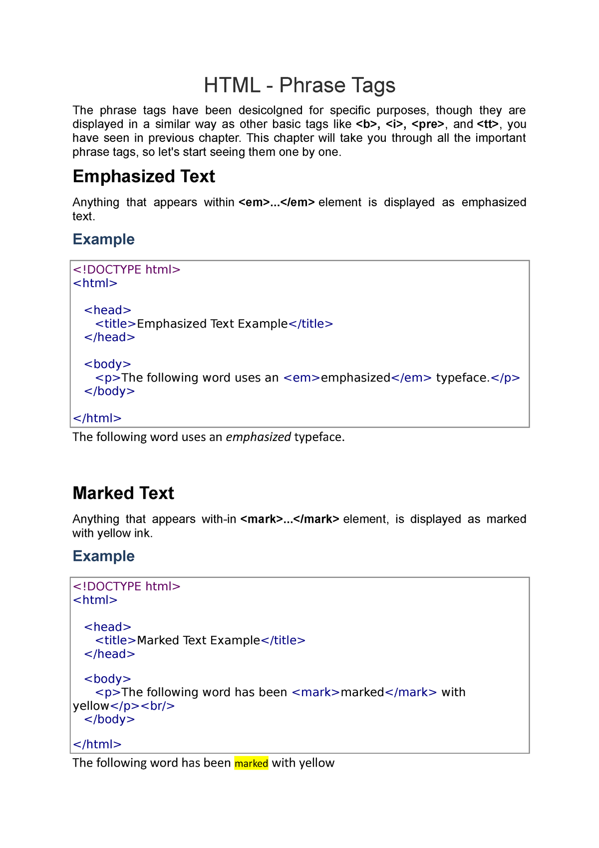 7.HTML - Phrase Tags - HTML - Computer Science - Studocu
