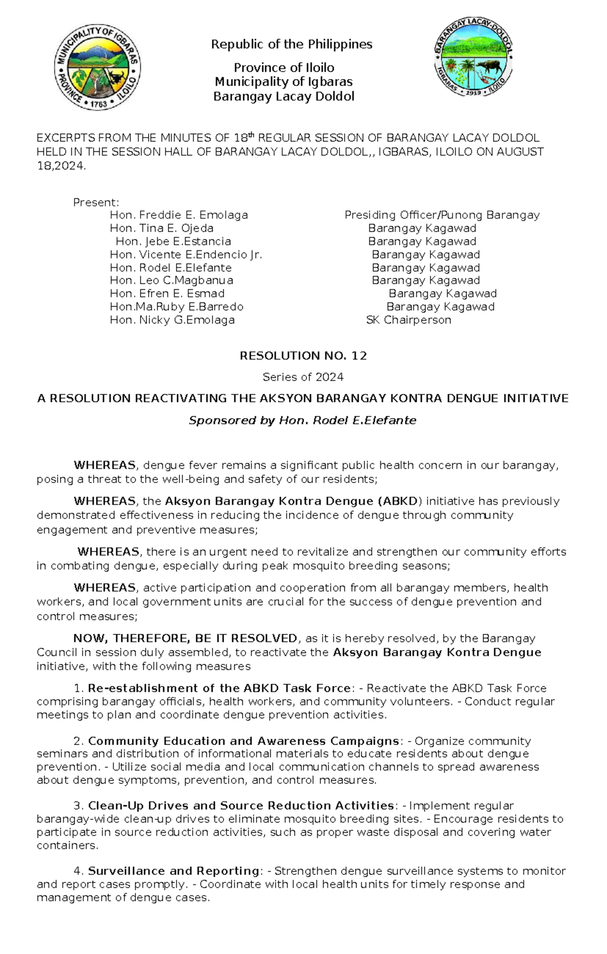 Resolution - mas - Republic of the Philippines Province of Iloilo ...