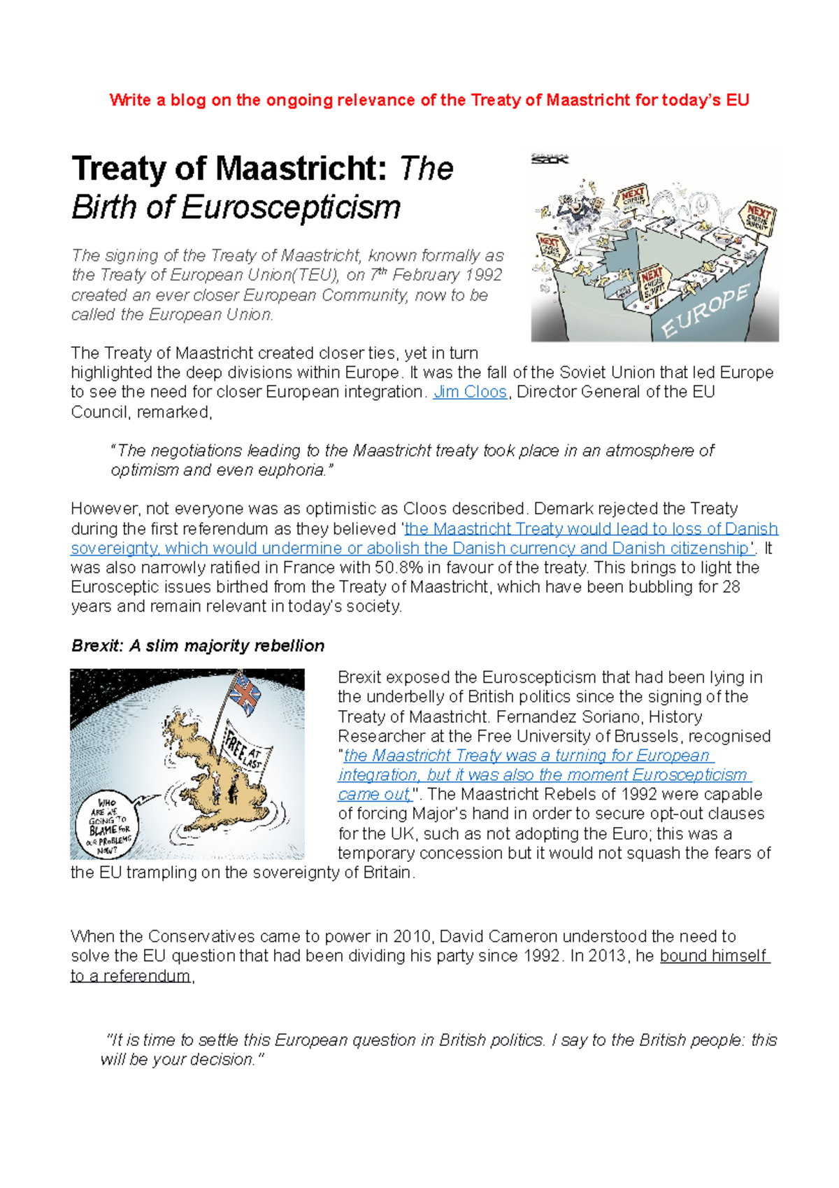 European Law Coursework Blog - Write a blog on the ongoing relevance of ...