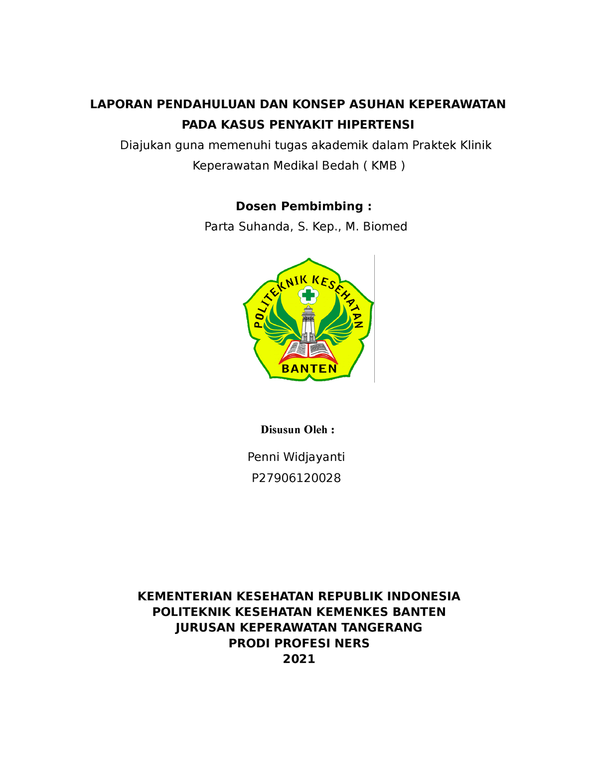 Lp Askep Hipertensi Laporan Pendahuluan Dan Konsep Asuhan