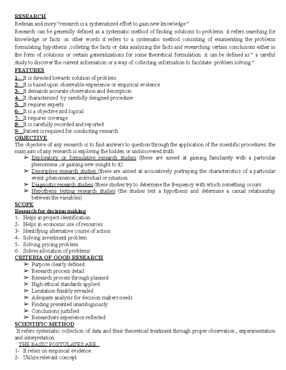 Rm - NOTES - RESEARCH Redman and mory “research is a systematized ...