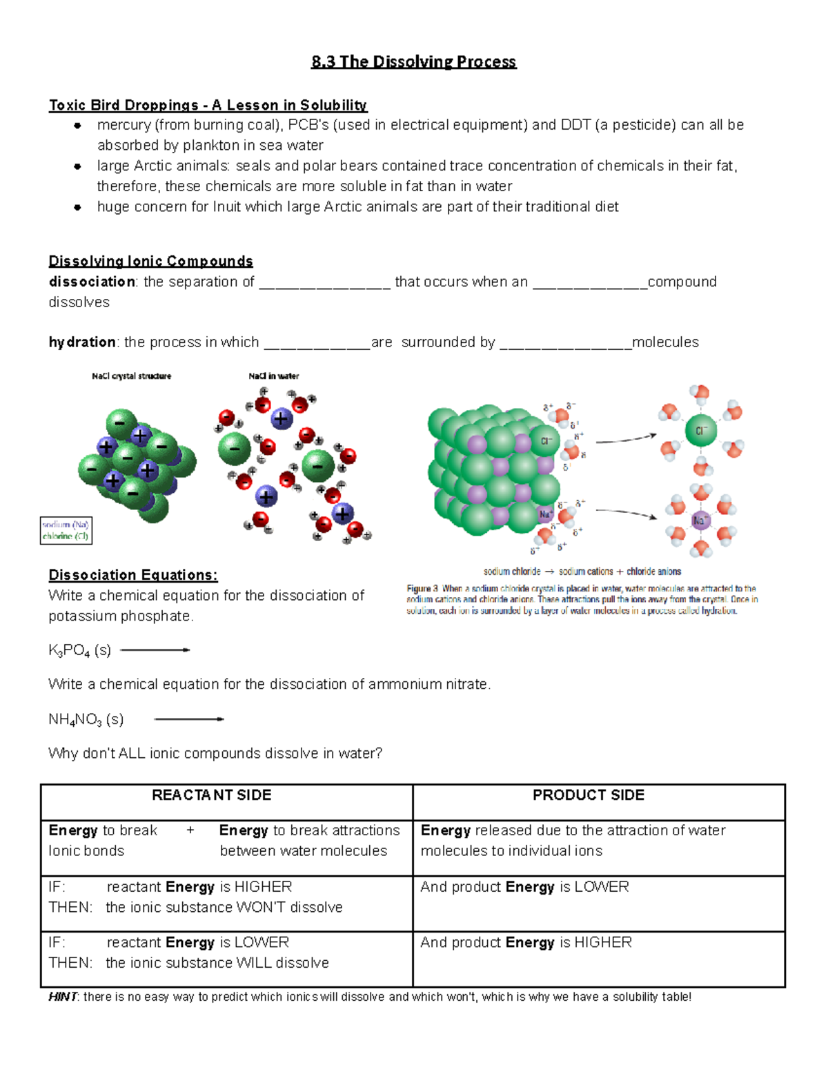 8.3 The Dissolving Process: Solubility of Ionic and Molecular Compounds ...