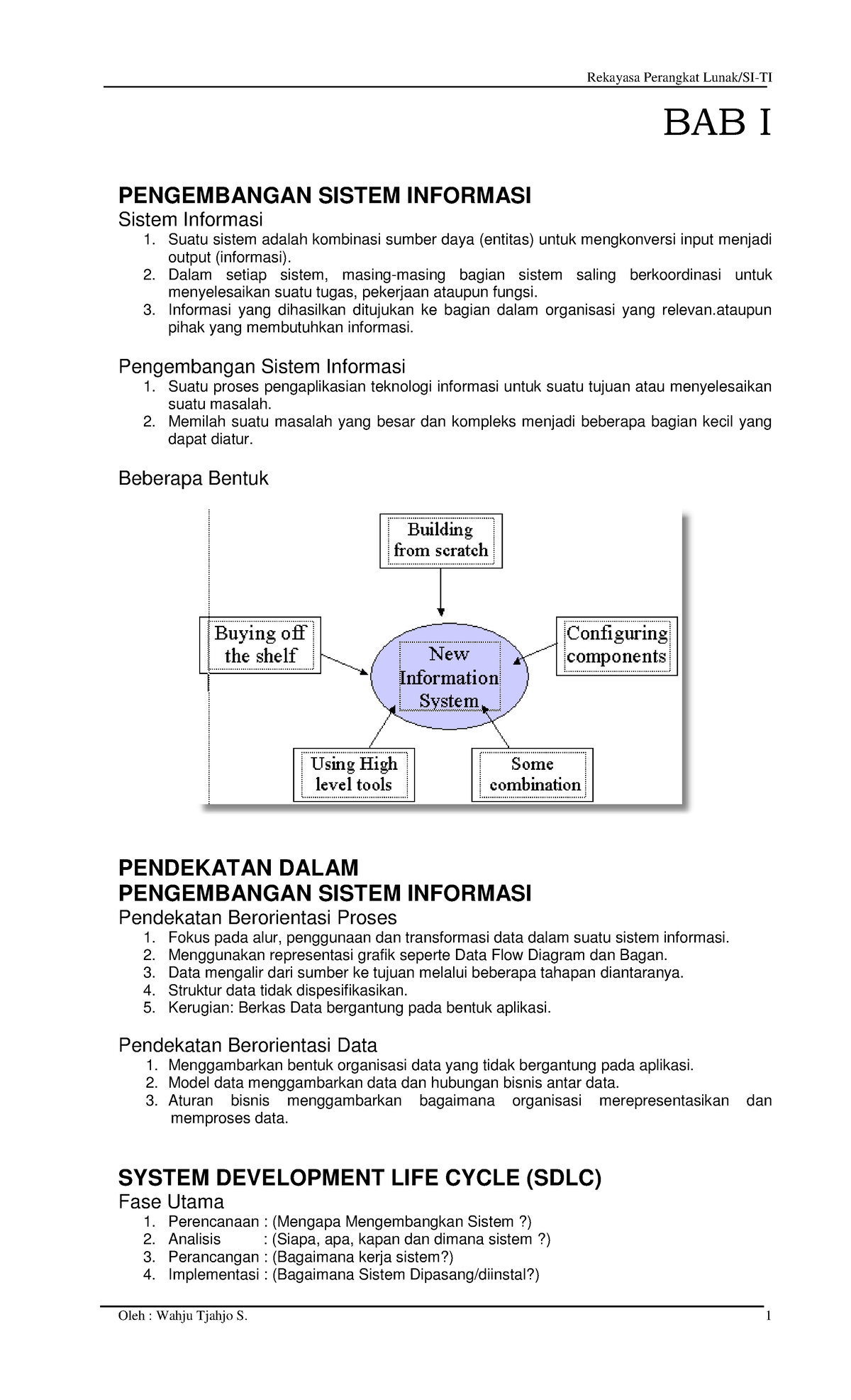 Rekayasa Perangkat Lunak - PENGEMBANGAN SISTEM INFORMASI Sistem ...