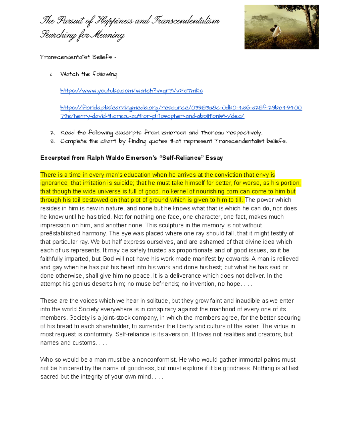 Copy of 7.11 Mollenhauer Emerson and Thoreau excerpts Searching for