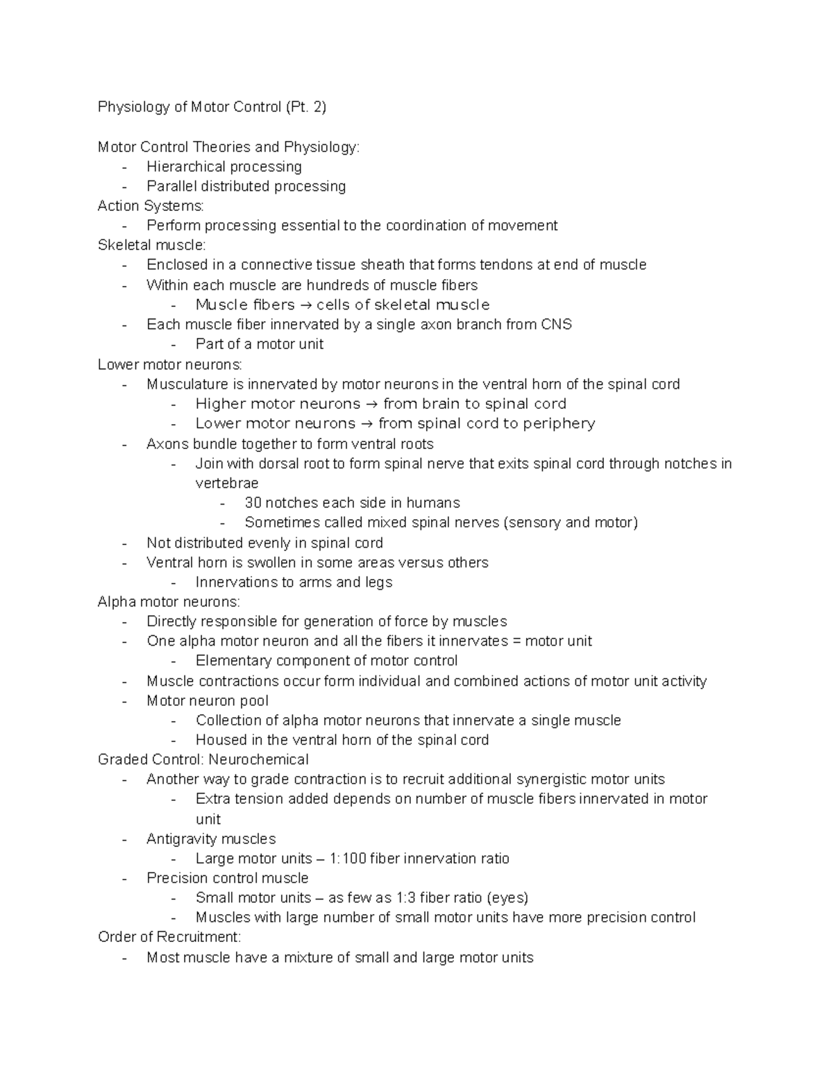 Physiology of Motor Control (Pt. 2) - 2) Motor Control Theories and ...