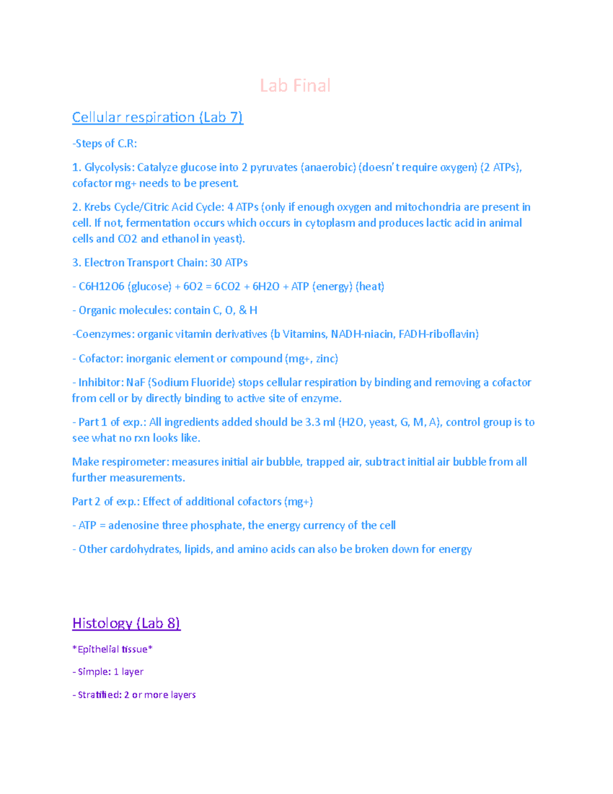 Lab Final: contains information from second half of semester - Lab ...