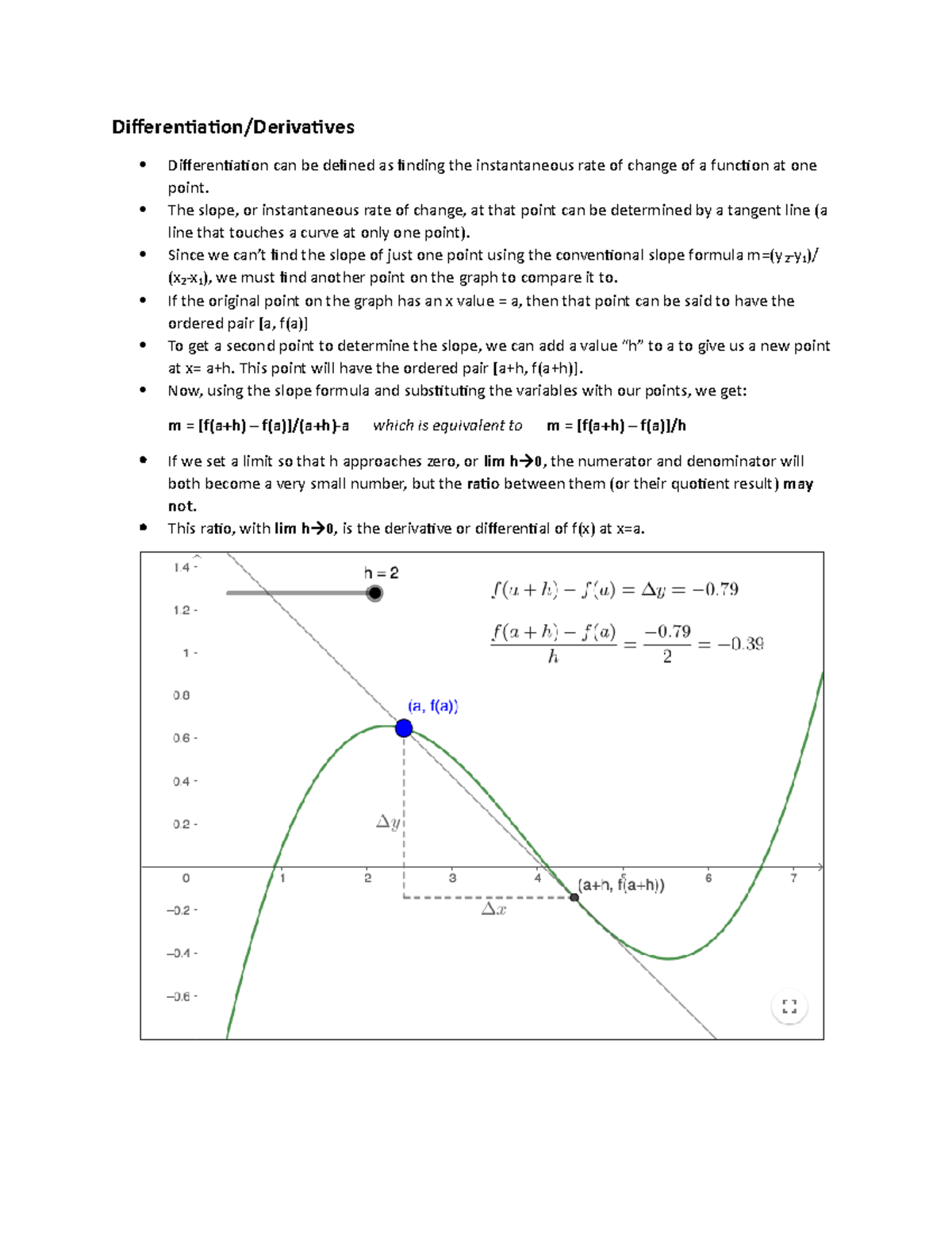 Calculus Derivatives/Integration Fundamentals Differentiation