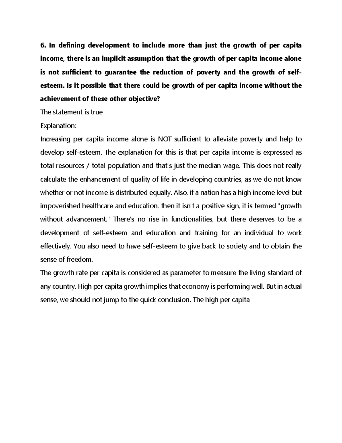 Objective of development - In defining development to include more than ...