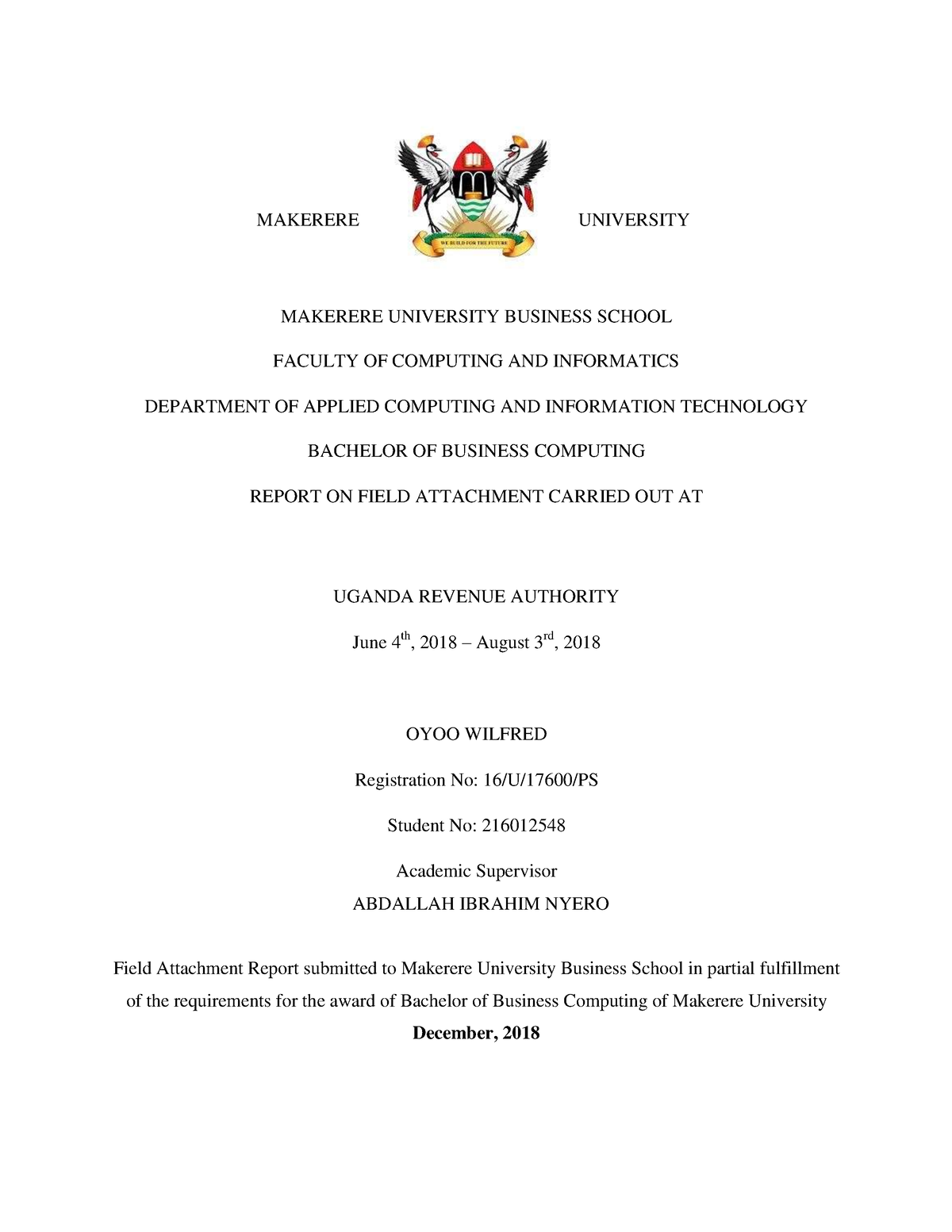 research report submitted to makerere university