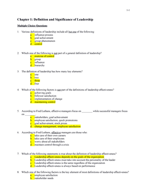 Nahavandi leadership 6 tif ch03 - Chapter 3: Early Theories: The ...