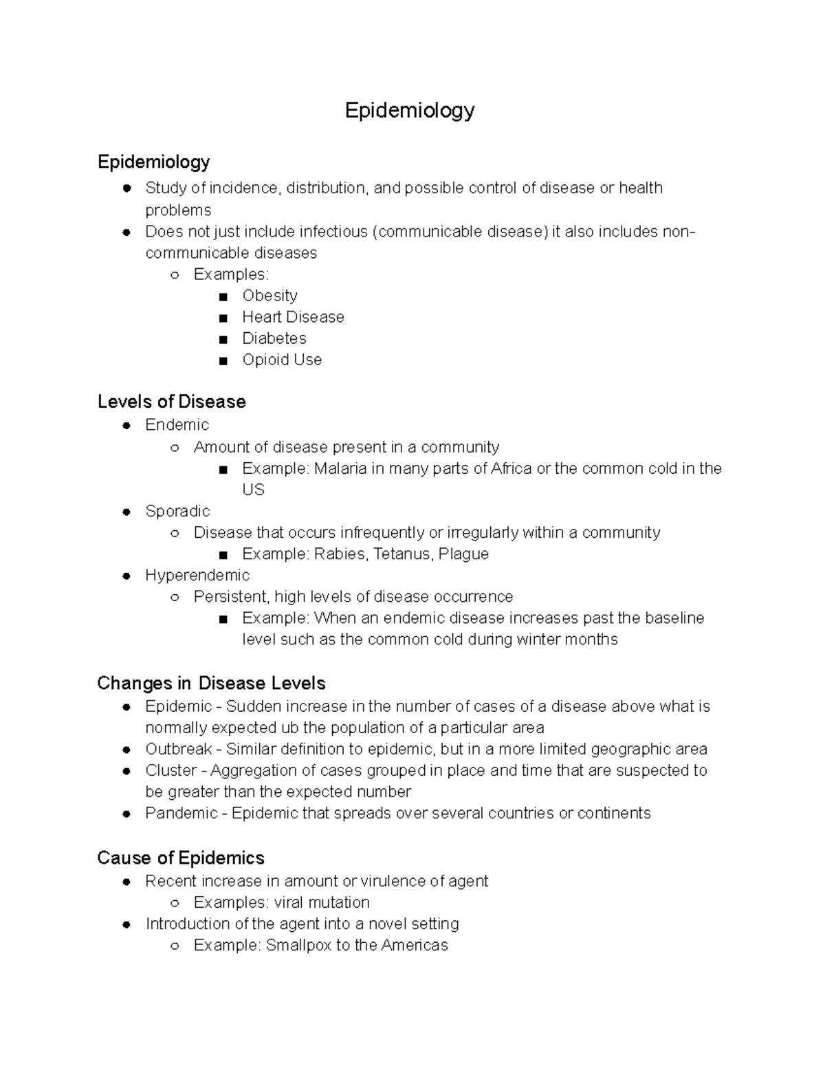 Epidemiology - Lecture notes 1 - Epidemiology Epidemiology Study of ...