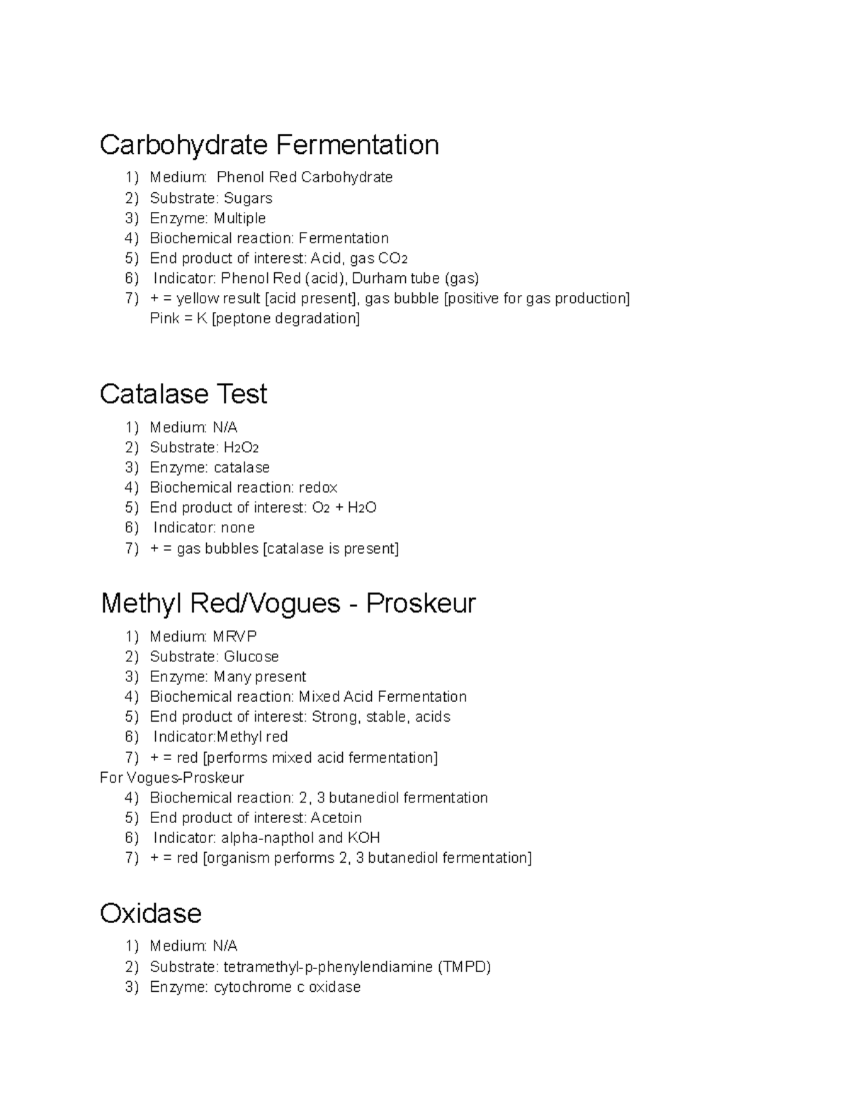 Micro Lab Tests (Pre Midterm) Carbohydrate Fermentation 1) 2) 3) 4