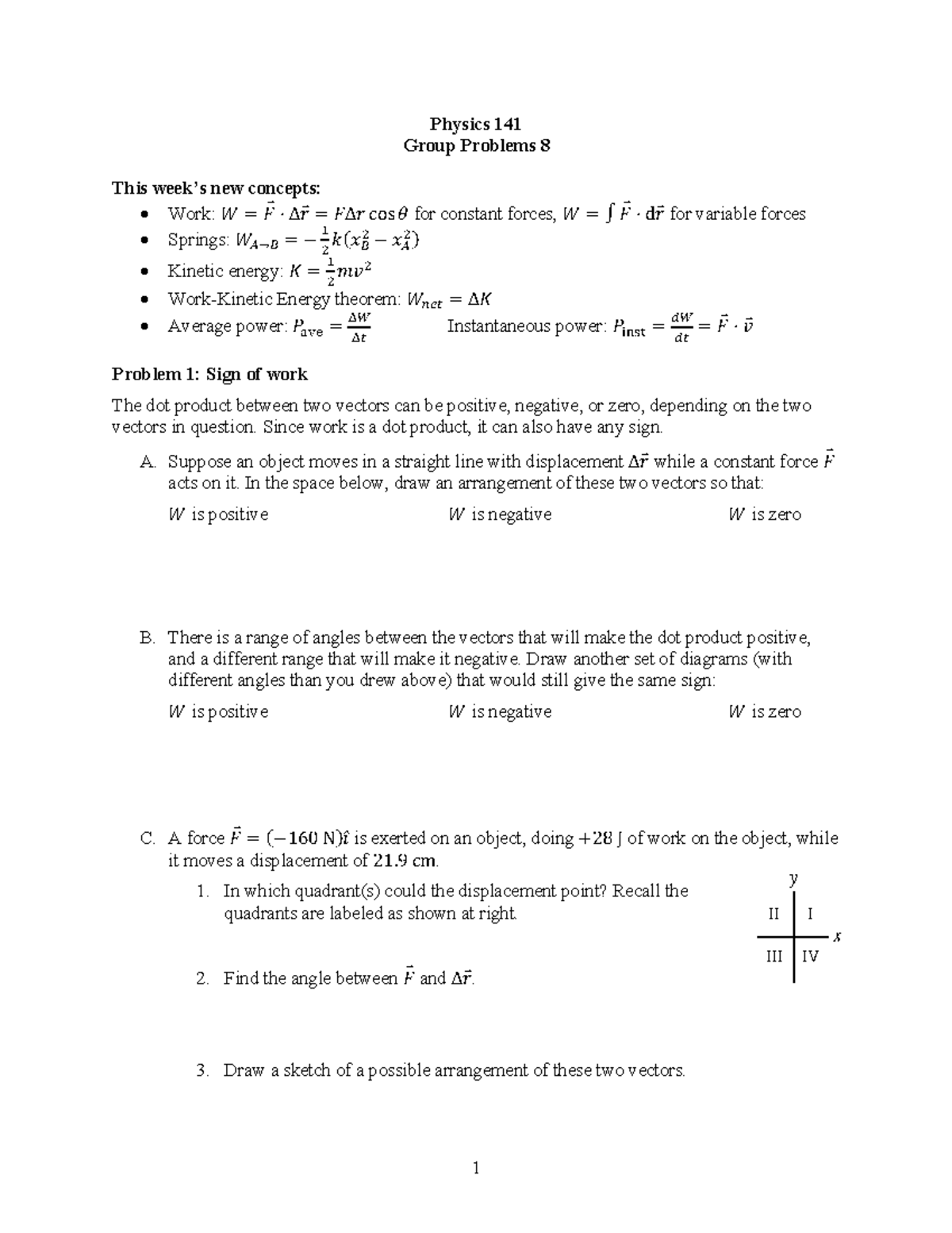Group Problems 8 - Week 8 discussion probs - Physics 1 41 Group ...