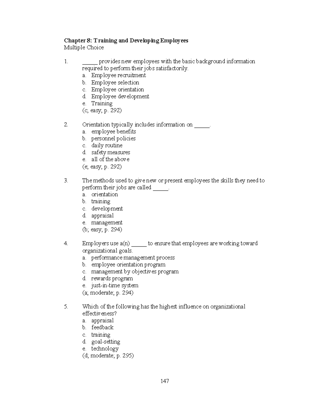 Dessler 08 - Chapter 8: Training and Developing Employees Multiple ...