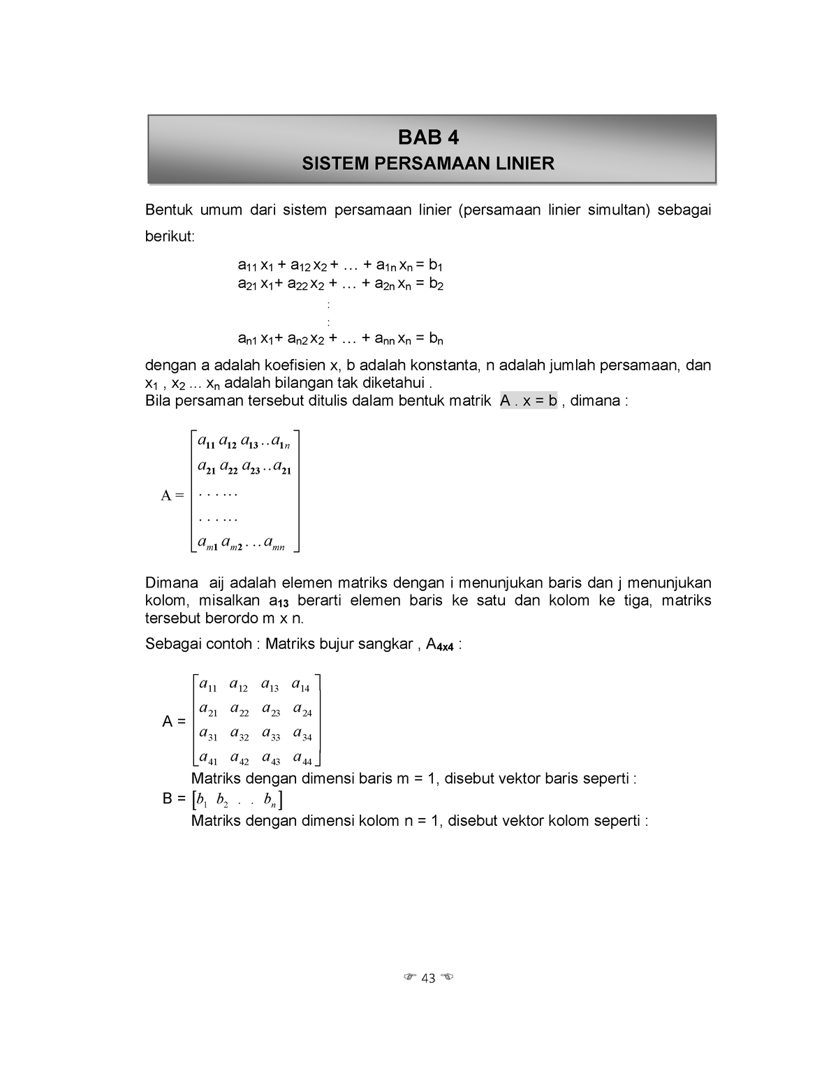 4-Sistem Persamaan Linier - B B A A B B 4 4 SSIISSTTEEMM ...