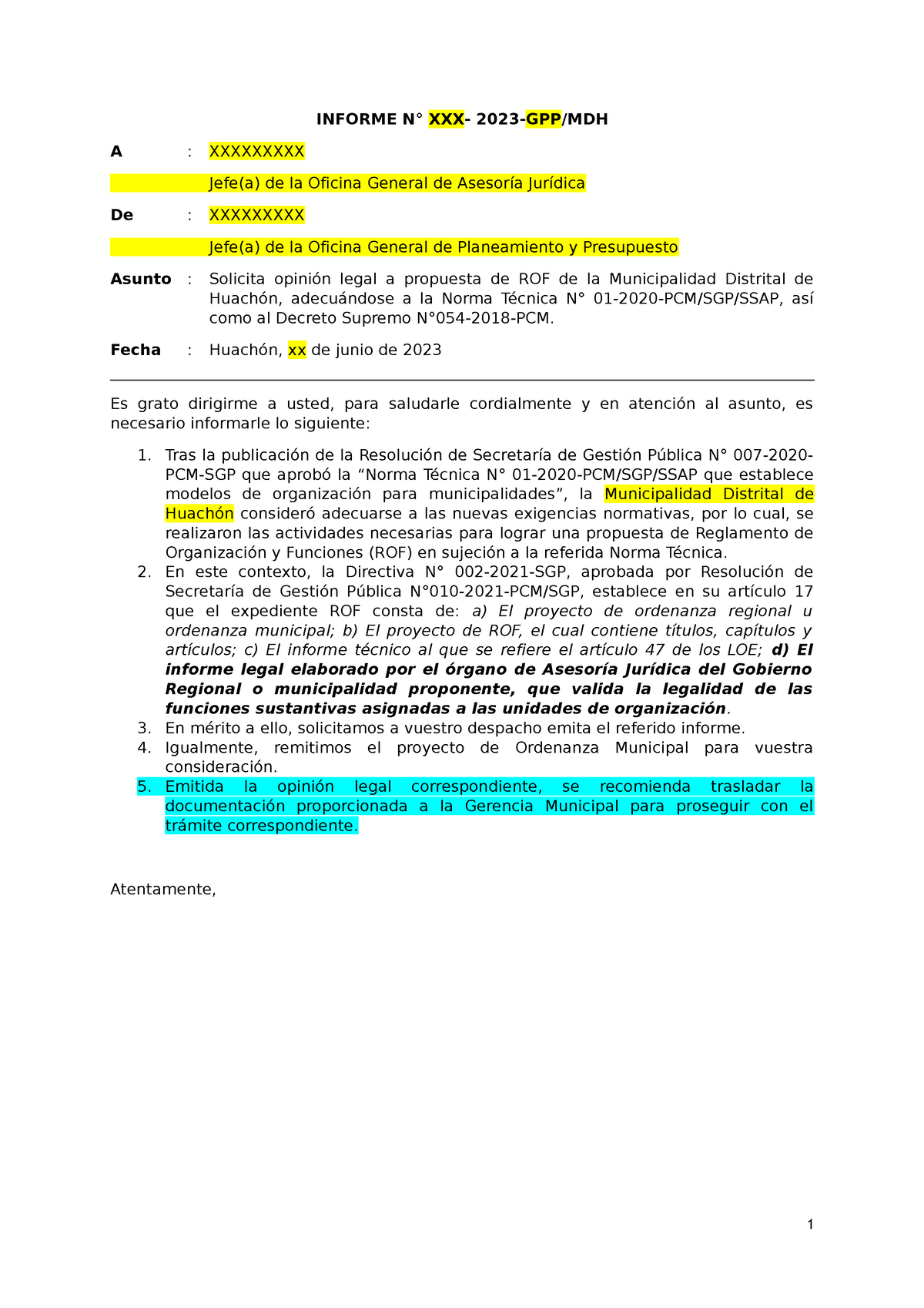 3. Informe Técnico Sustentatorio Modelo 2 - INFORME N° XXX- 2023-GPP ...