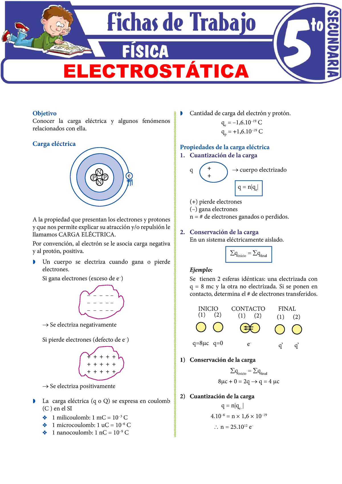 Electroestática - Tarea - Objetivo Conocer La Carga Eléctrica Y Algunos ...