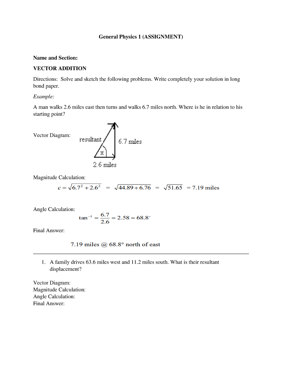 vectors assignment physics