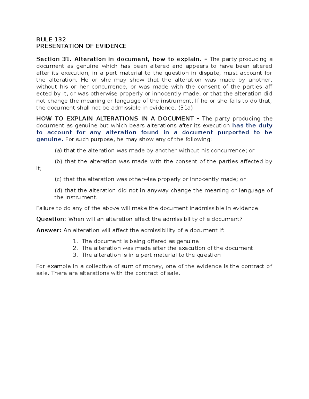 RULE 132 Recit - RULE 132 PRESENTATION OF EVIDENCE Section 31 ...