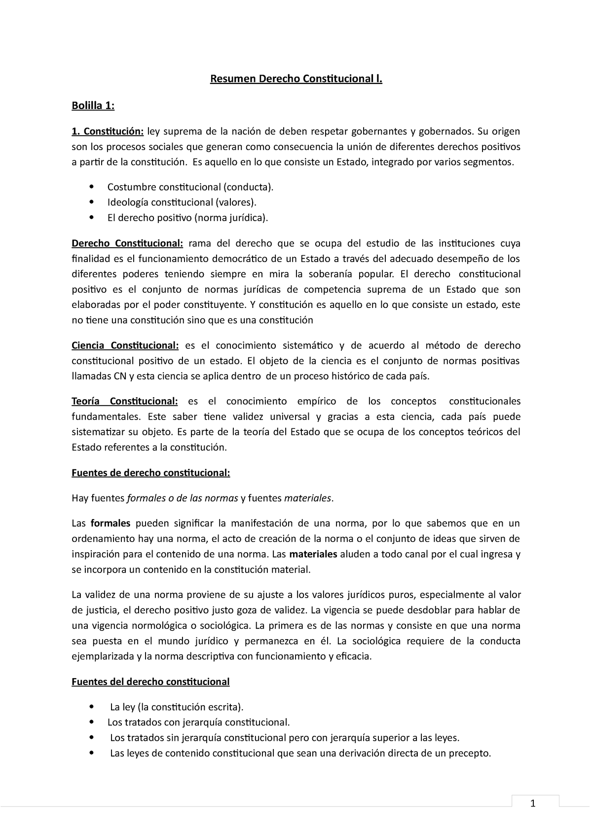 Resumen Derecho Constitucional L.-1 (1) - 1 Resumen Derecho ...