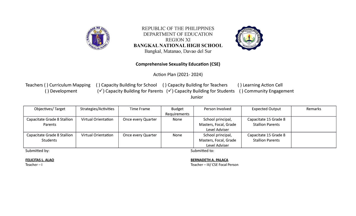 CSE- Action-PLAN - CSE Action Plan - Discrete Mathematics - BSU - Studocu