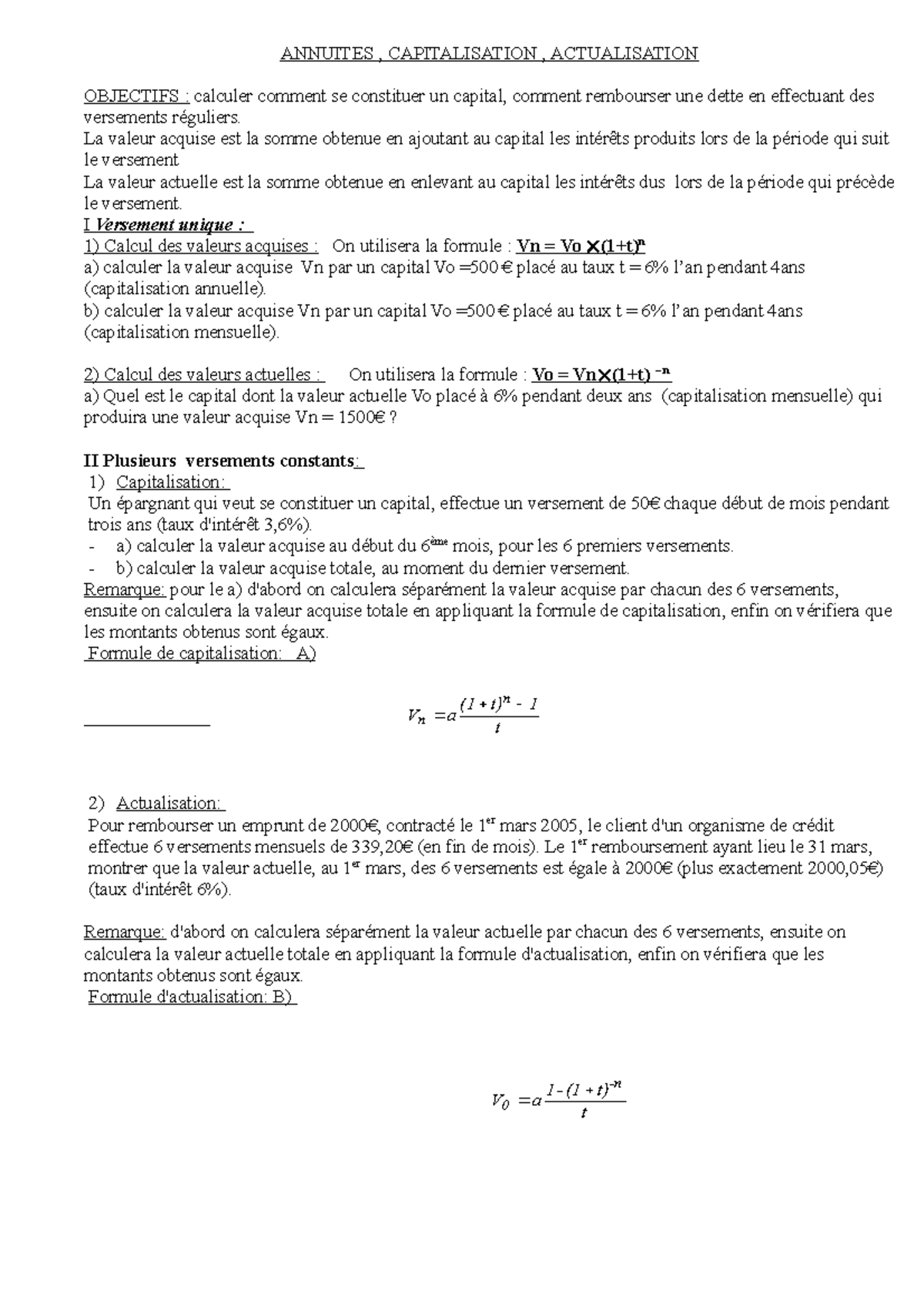 Annuités Financières Pdf _ Cours complet mathematiques financieres – OUCEBE