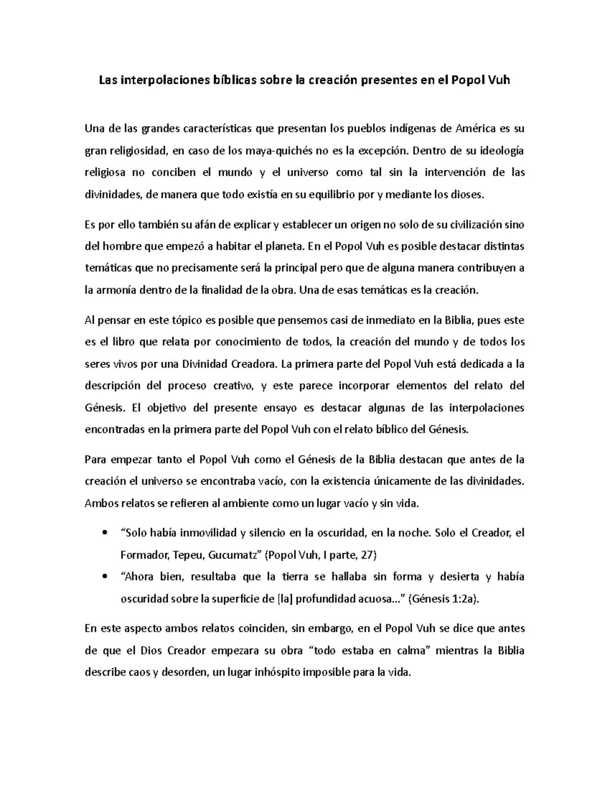 Ensayo Popol Vuh Las Interpolaciones Sobre La Presentes En El Popol Vuh Una De Las Grandes Que Studocu