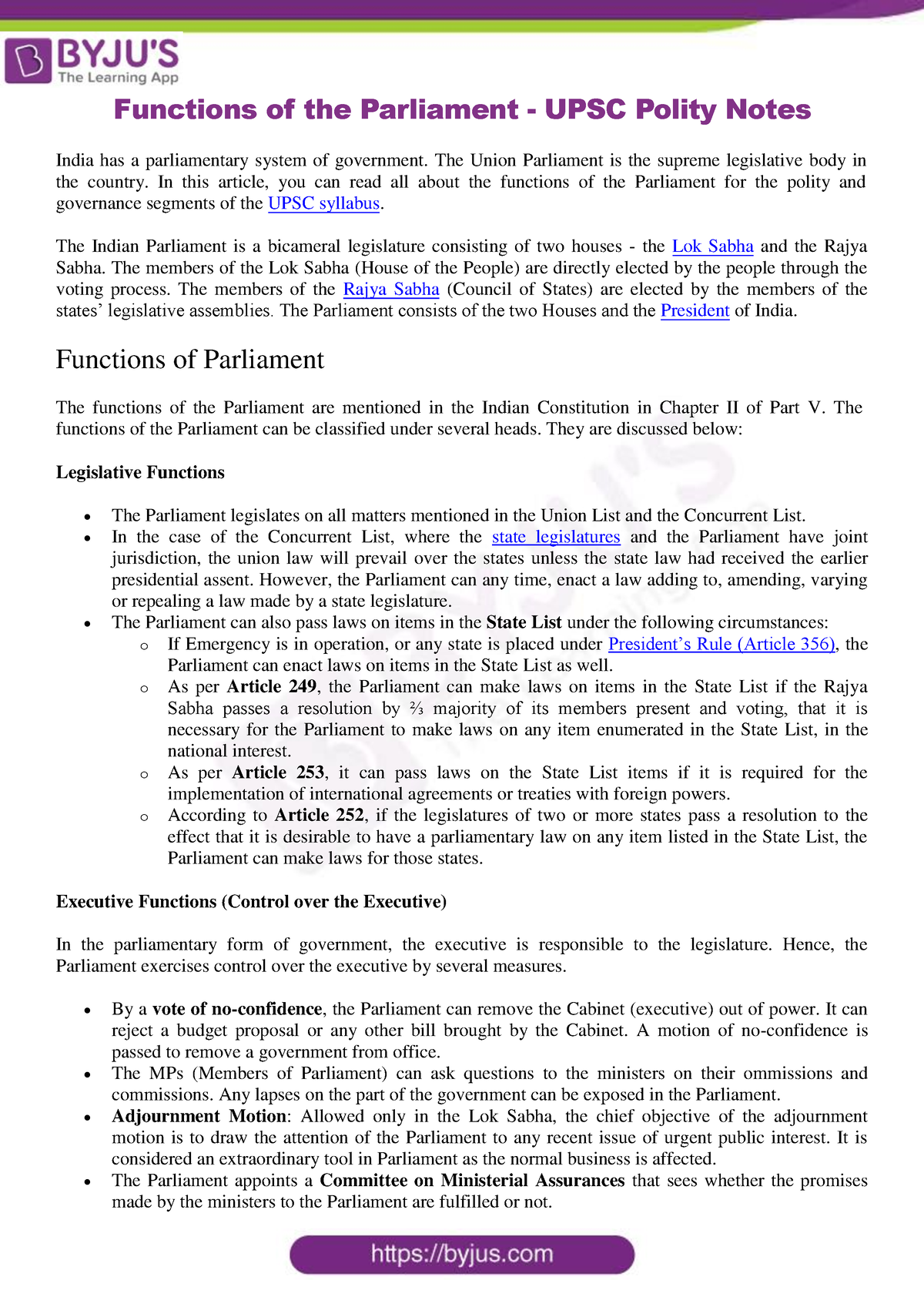 functions-of-the-parliament-polity-functions-of-the-parliament-upsc