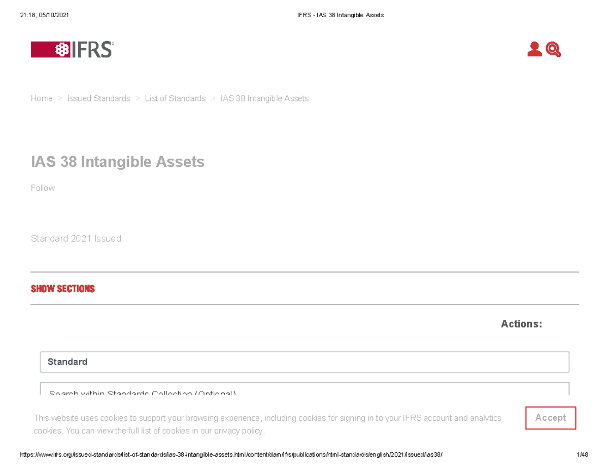 Ifrs Ias 38 Intangible Assets Show Sections Home Issued Standards