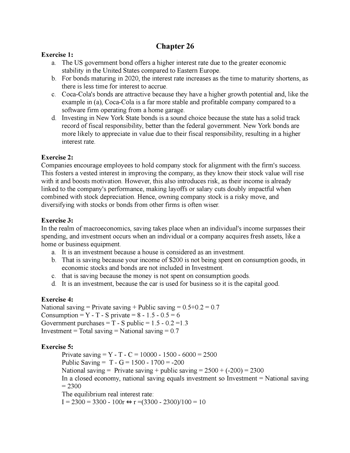 Chapter 26 - Bài Tập Chương 26 - Chapter 26 Exercise 1: A. The US ...