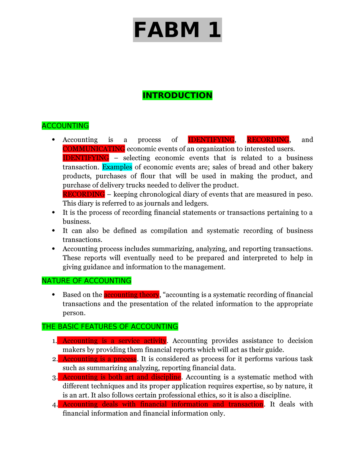 Fabm 1- Intro To Accounting - INTRODUCTION ACCOUNTING Accounting Is A ...