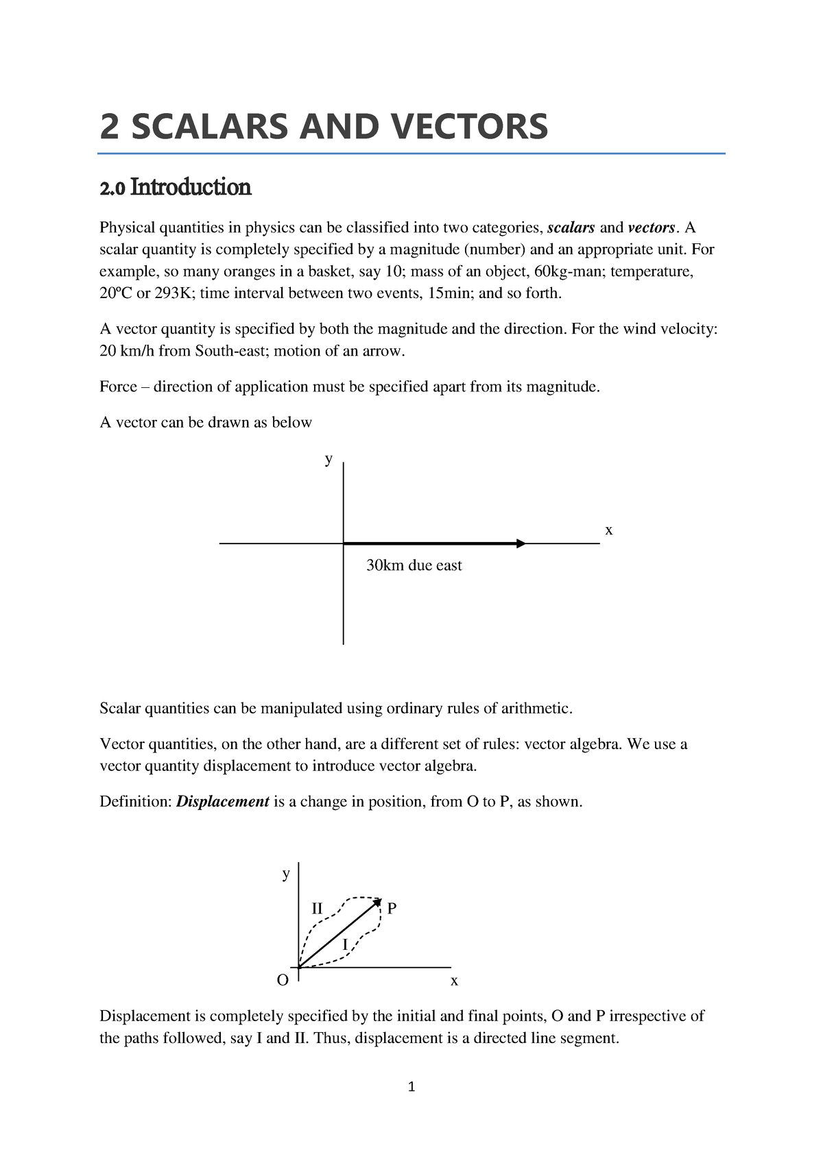 Sets And Measurements - 2 SCALARS AND VECTORS 2 .0 Introduction ...