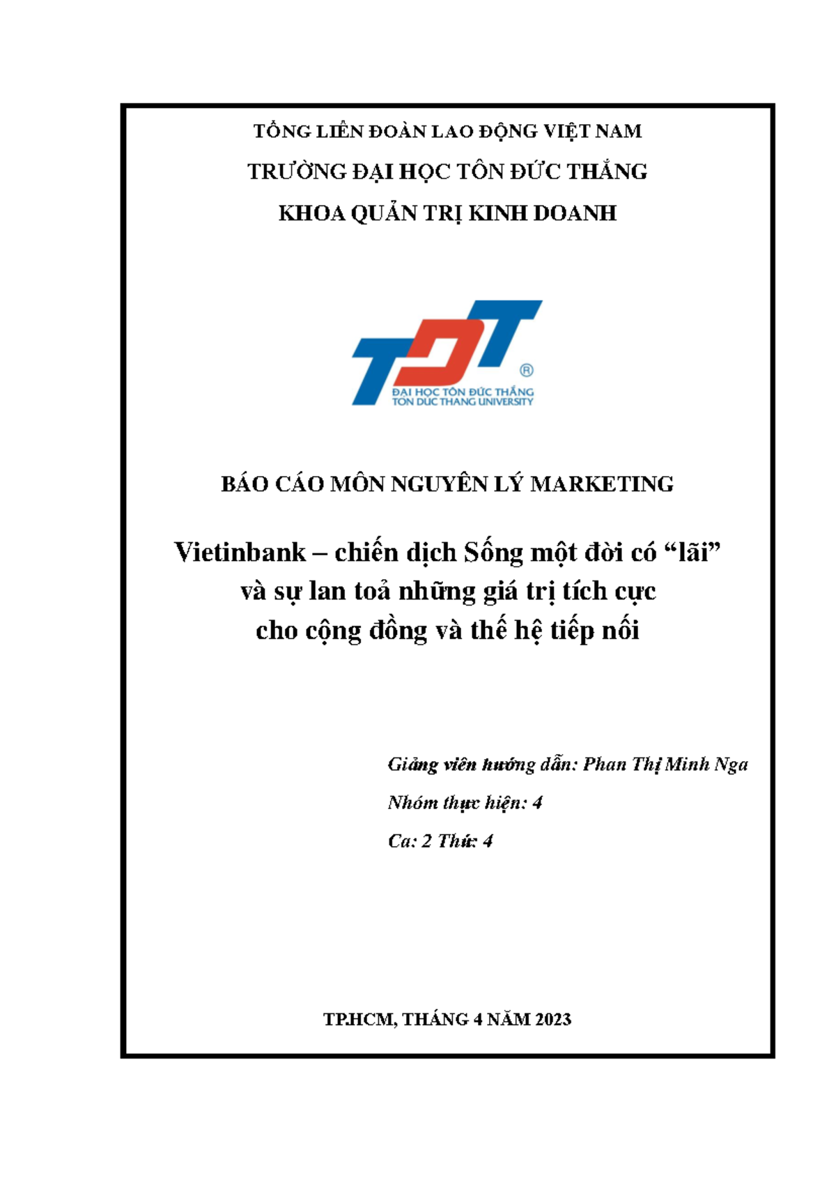 Viel Glück Für Die Op Bilder BCCK MAR - Báo cáo Nguyên lý Marketing - TỔNG LIÊN ĐOÀN LAO ĐỘNG VIỆT