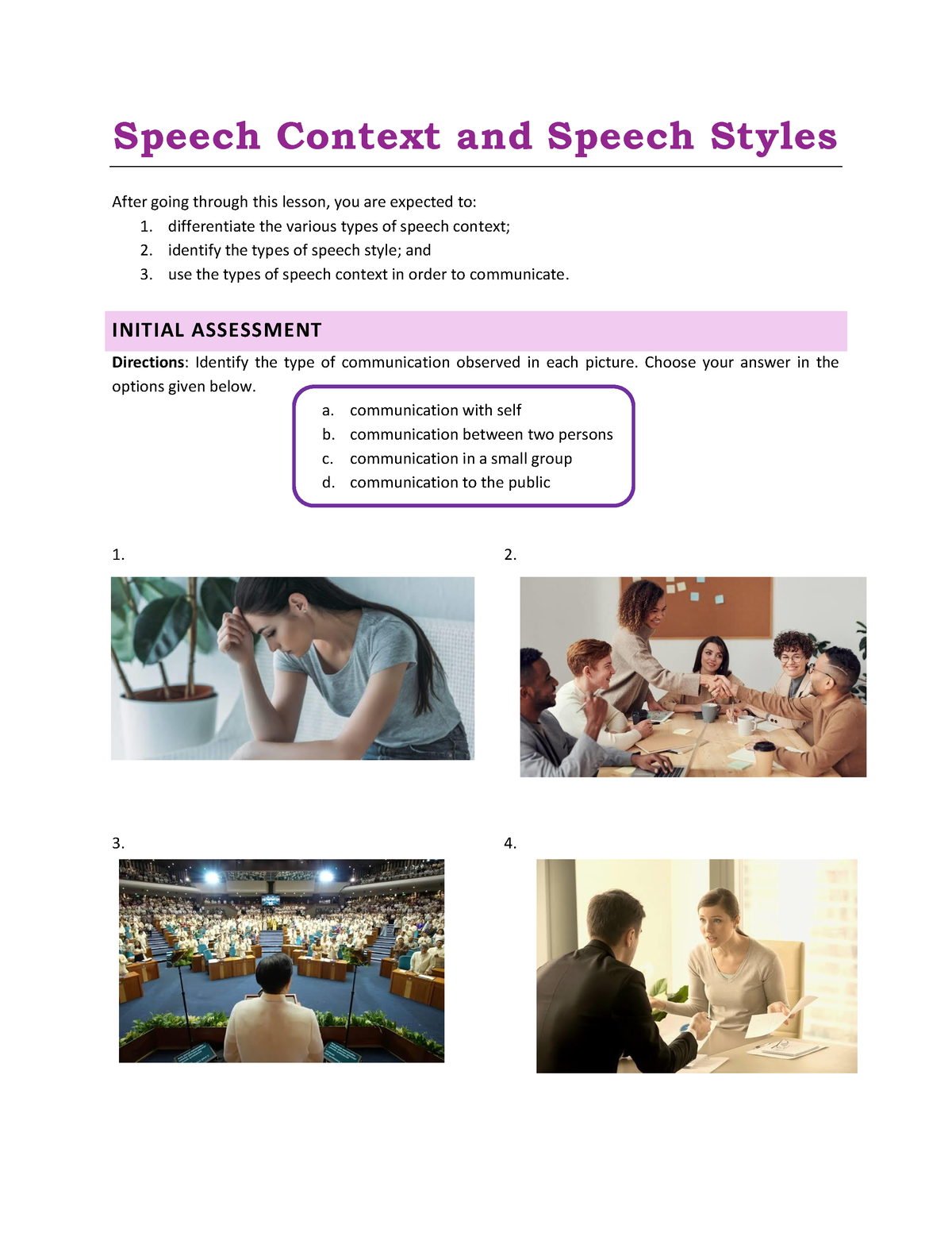 what type of speech context when two persons interact