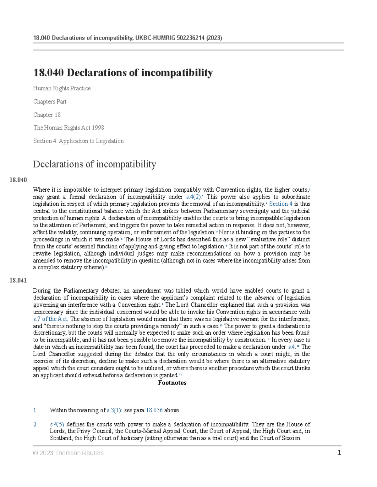 18040 Declarations of incompatibility - 18 Declarations of ...